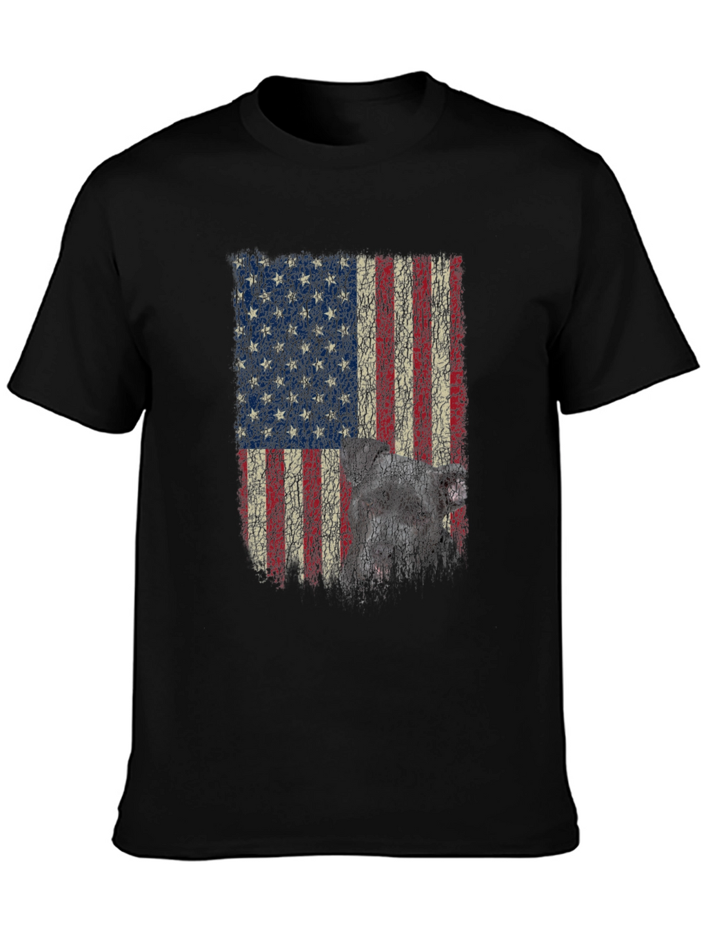 American Flag Dog Graphic T-Shirt