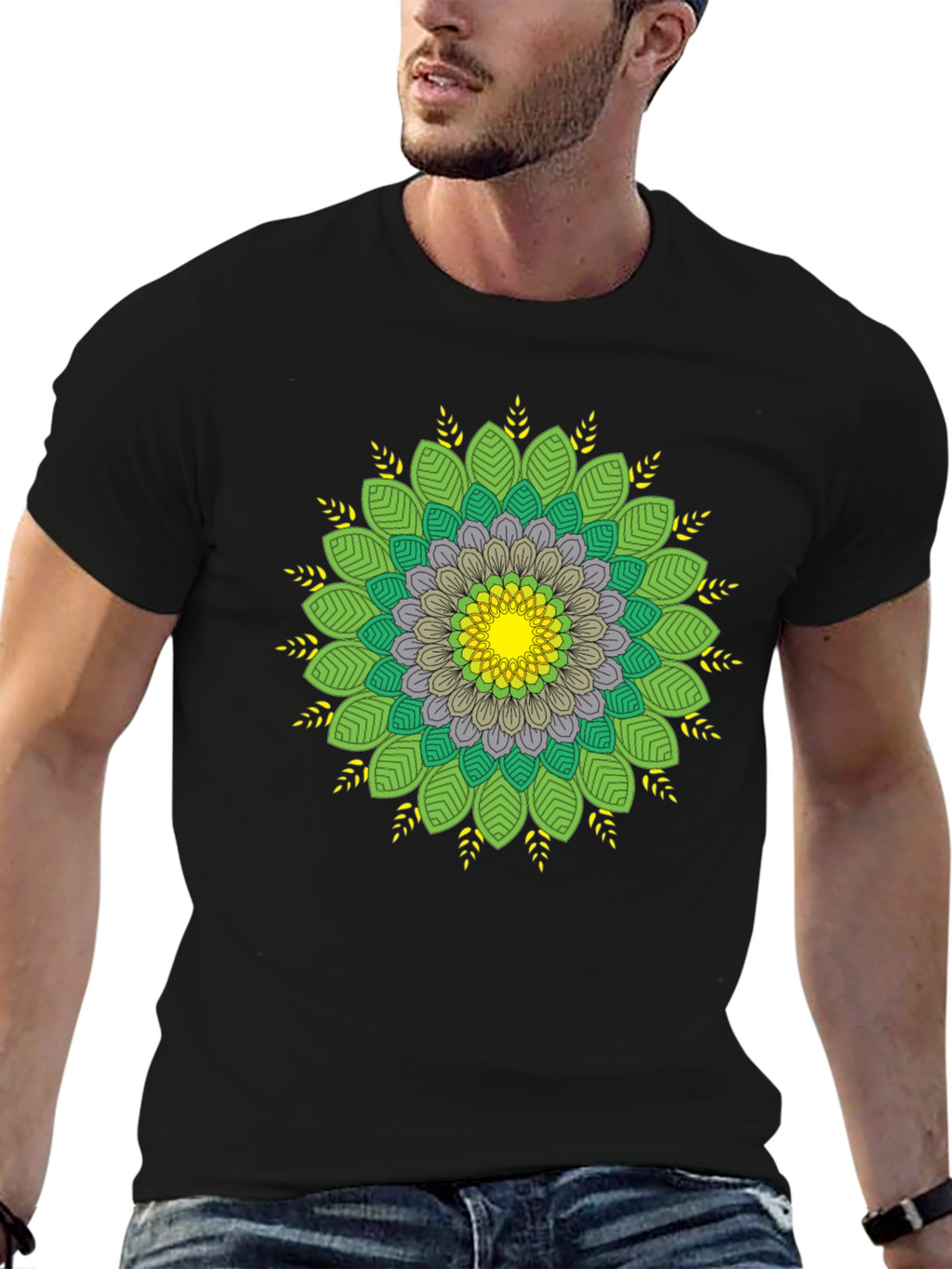 Mandala Graphic Tee - Black Cotton Comfort