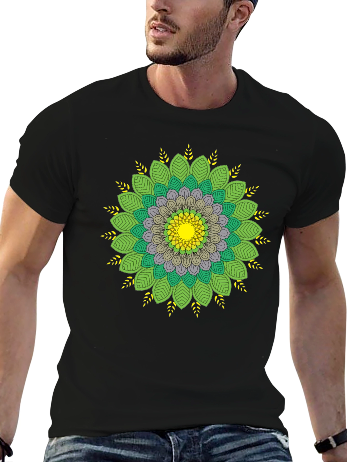 Mandala Graphic Tee - Black Cotton Comfort