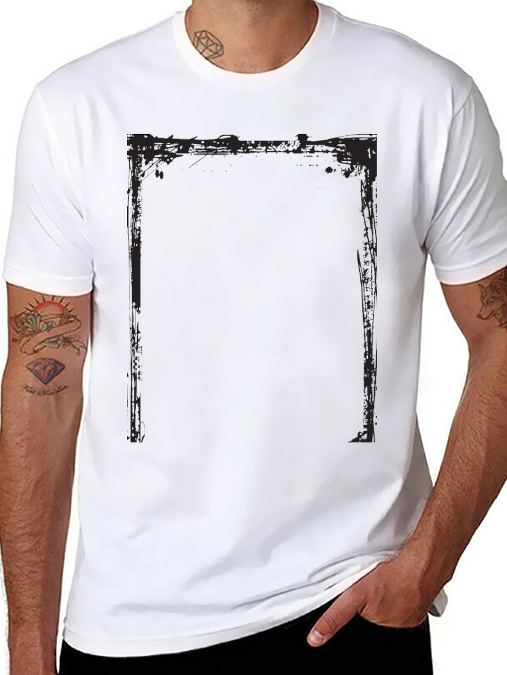 Distressed Frame Black T-Shirt