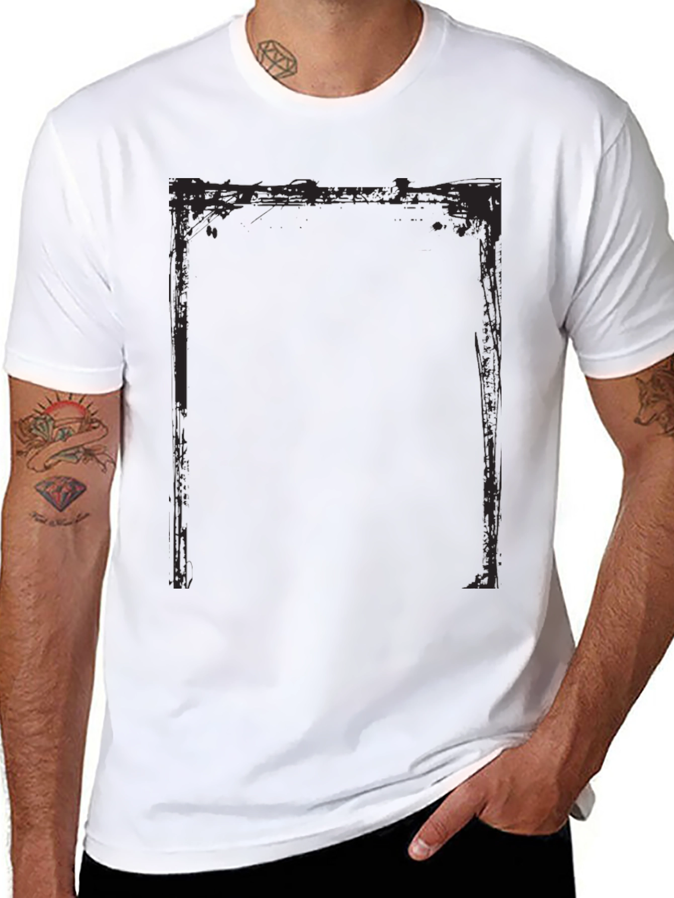 Distressed Frame Black T-Shirt