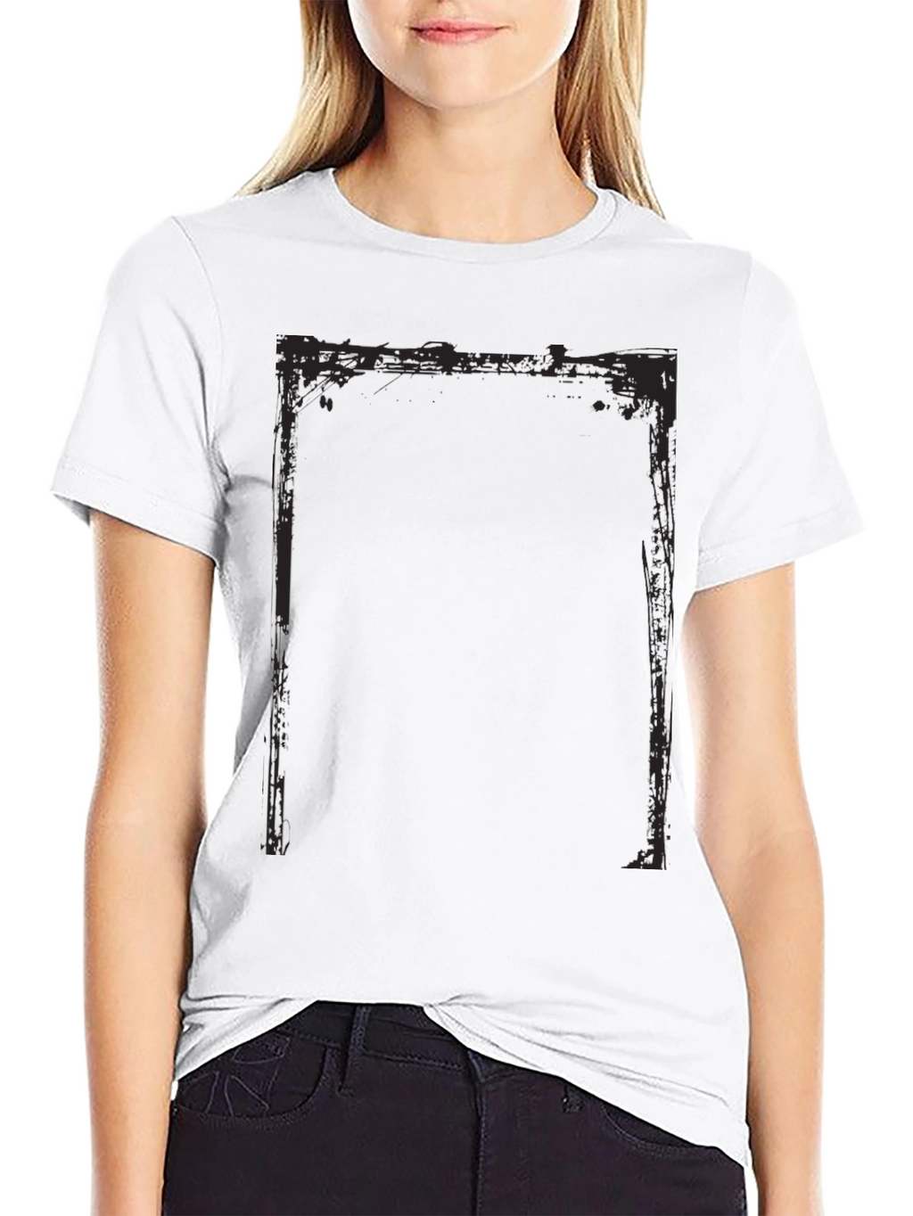 Distressed Frame Black T-Shirt
