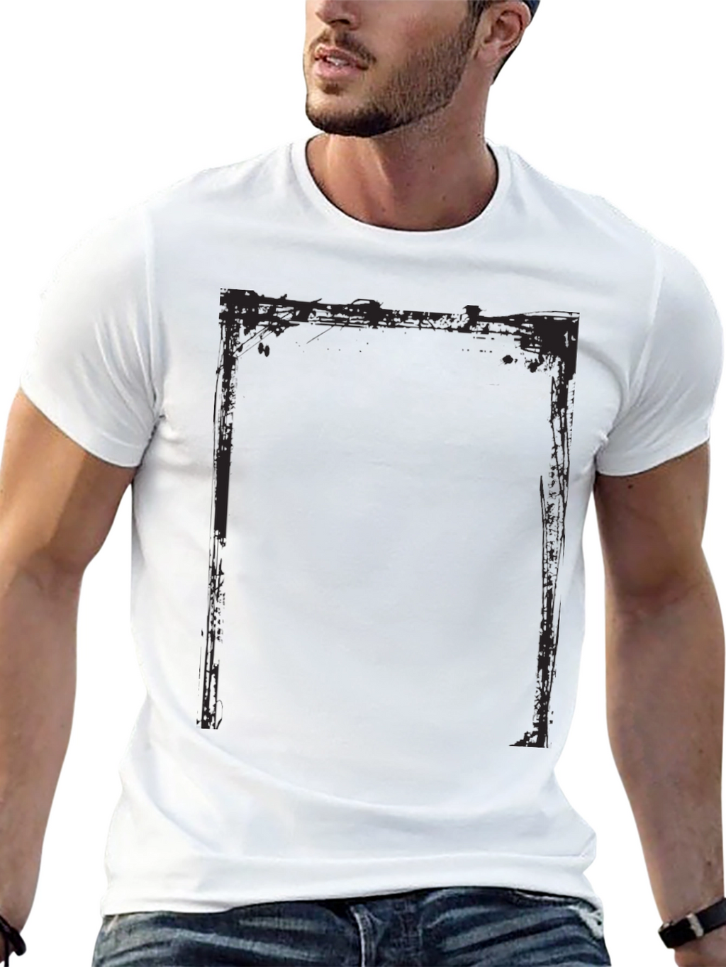 Distressed Frame Black T-Shirt