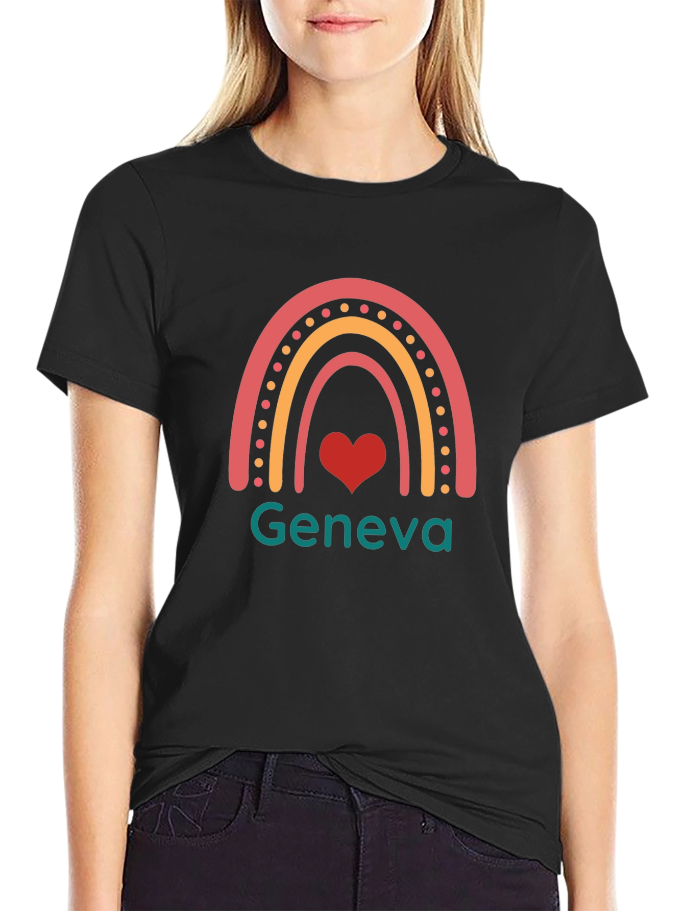 Rainbow Geneva Graphic Tee - Soft Cotton Blend