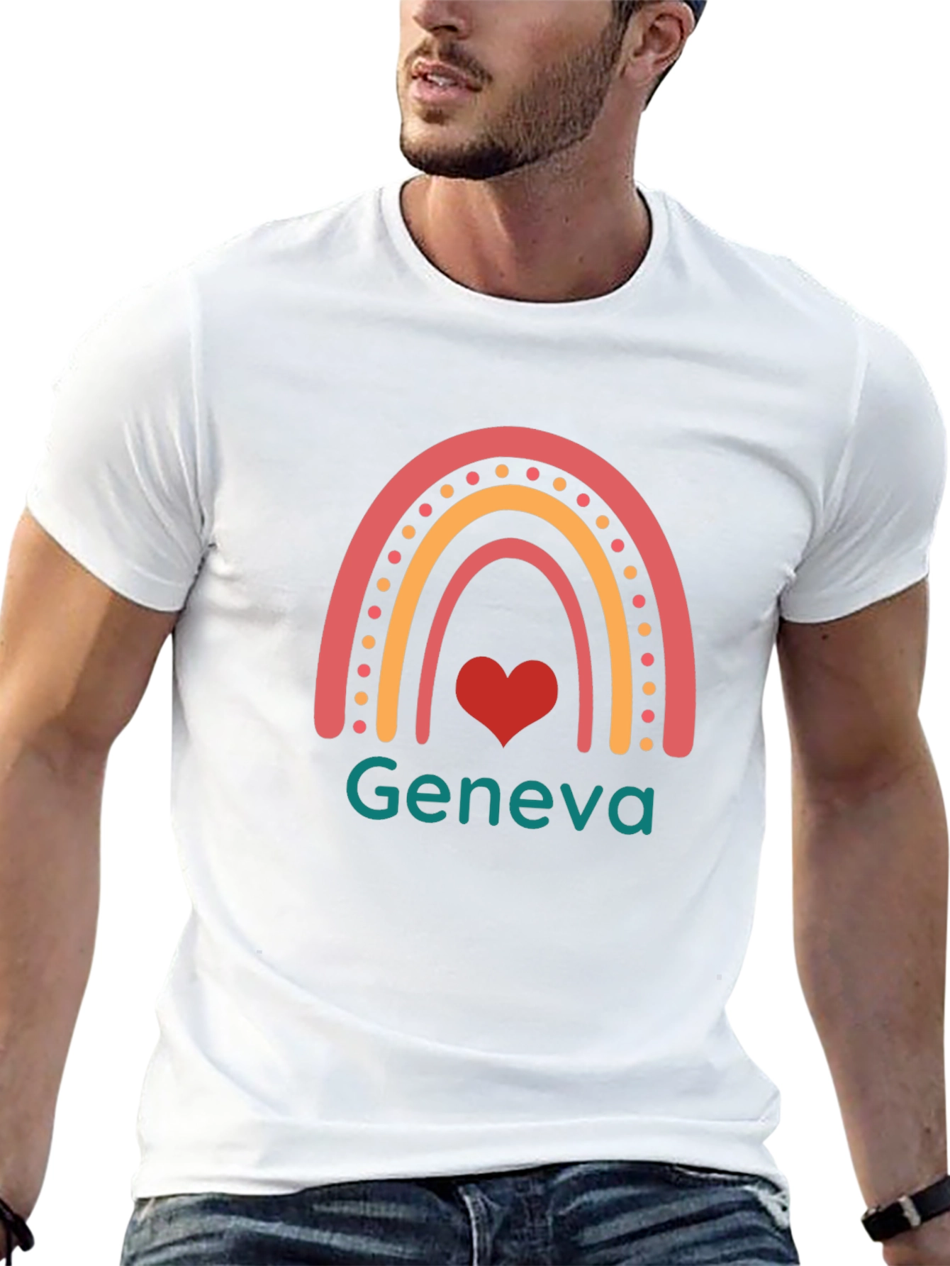 Rainbow Geneva Graphic Tee - Soft Cotton Blend