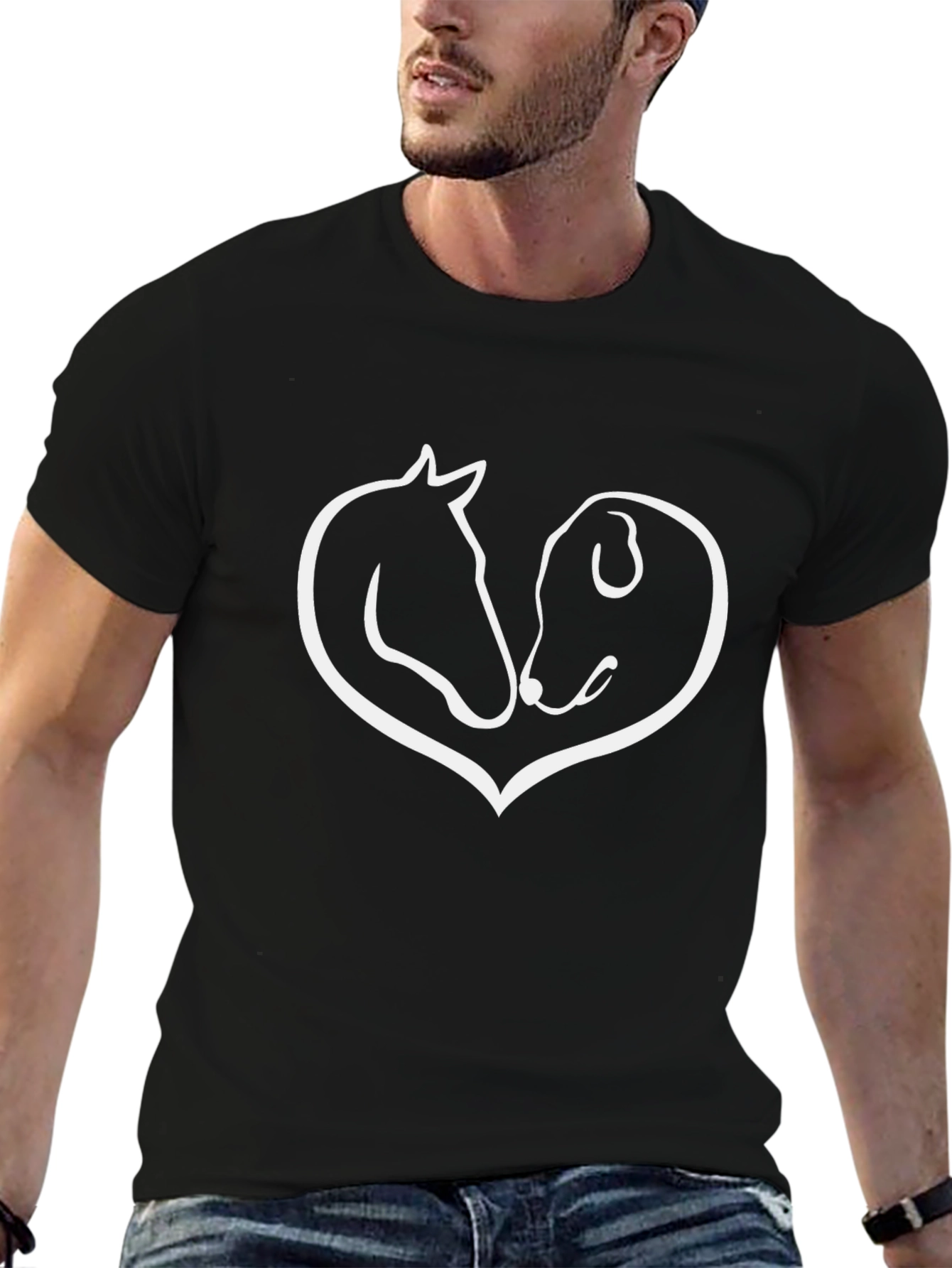 Dog and Horse Heart T-Shirt Animal Lover Tee