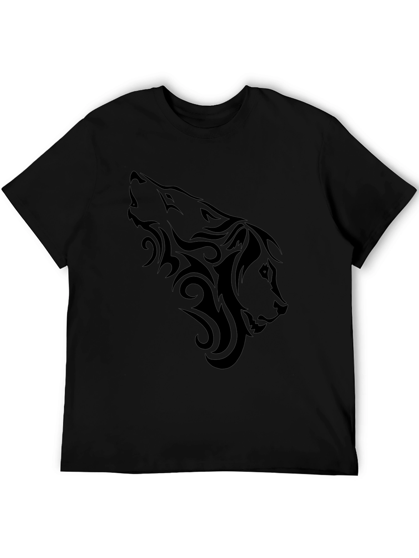 Tribal Wolf Graphic T-Shirt - Mens Black Tee