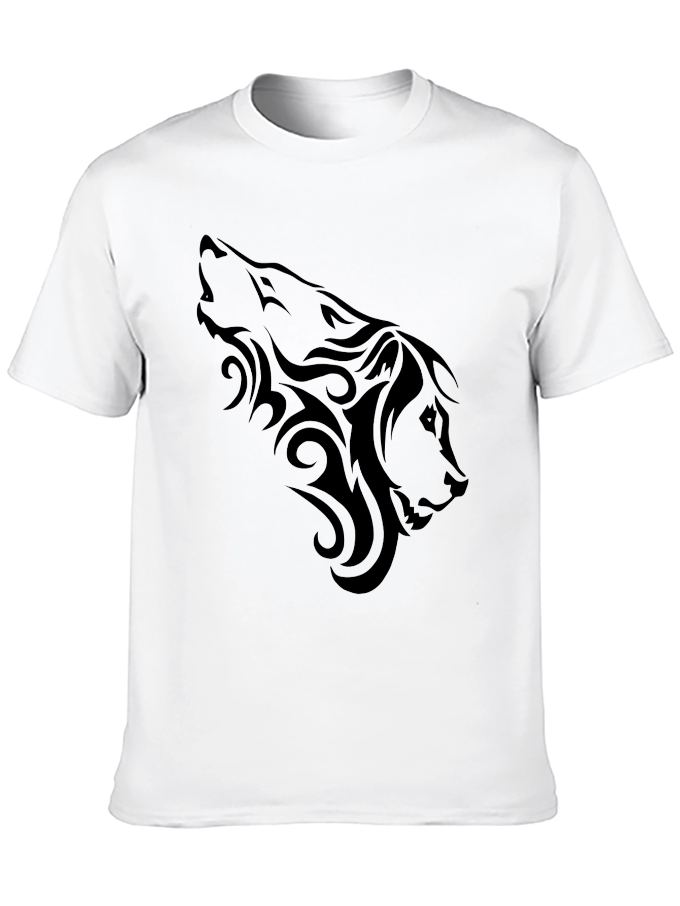 Tribal Wolf Graphic T-Shirt - Mens Black Tee