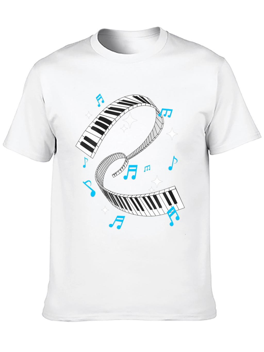 Piano Keys Music Notes Black Graphic T-Shirt