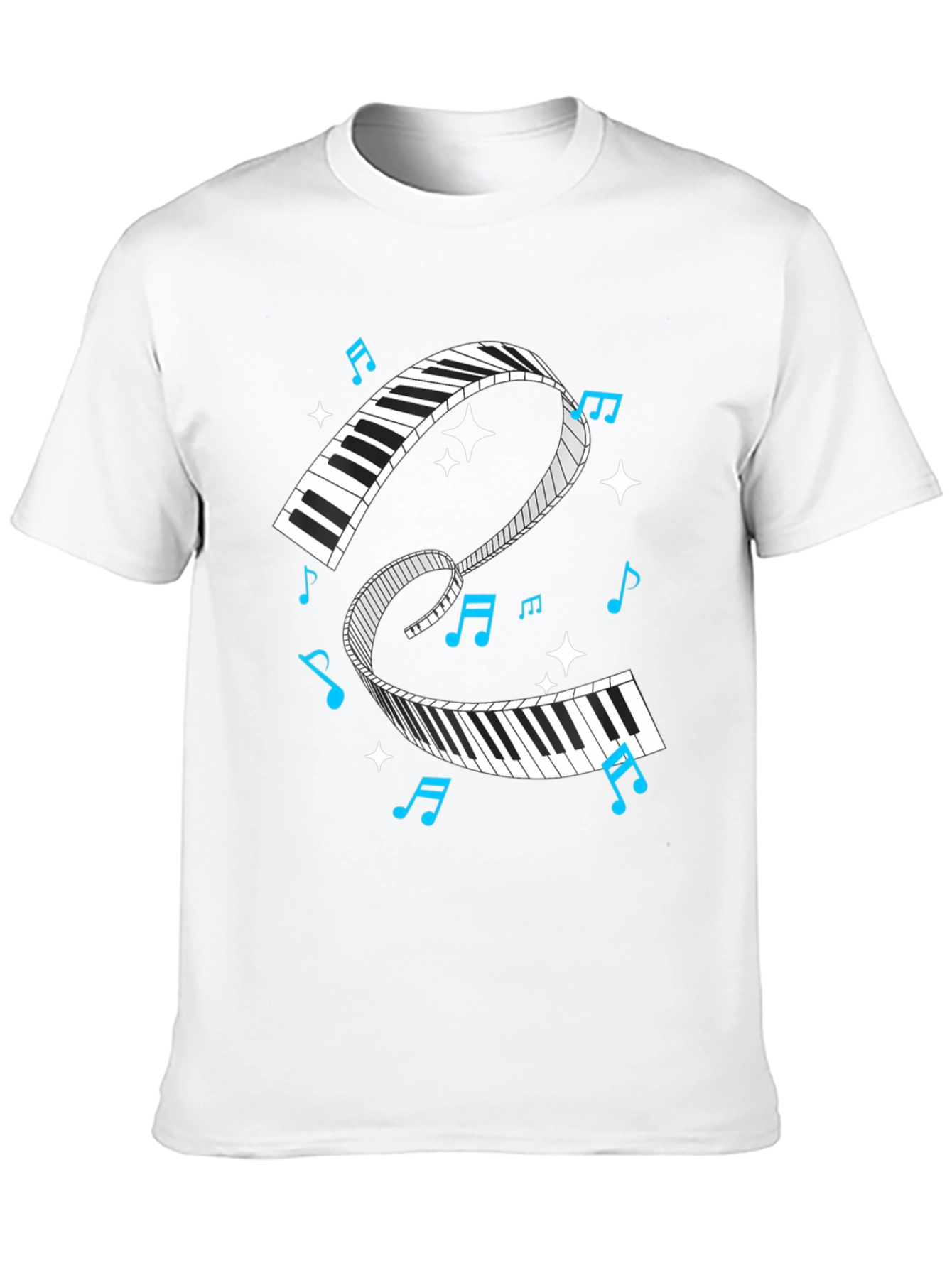Piano Keys Music Notes Black Graphic T-Shirt