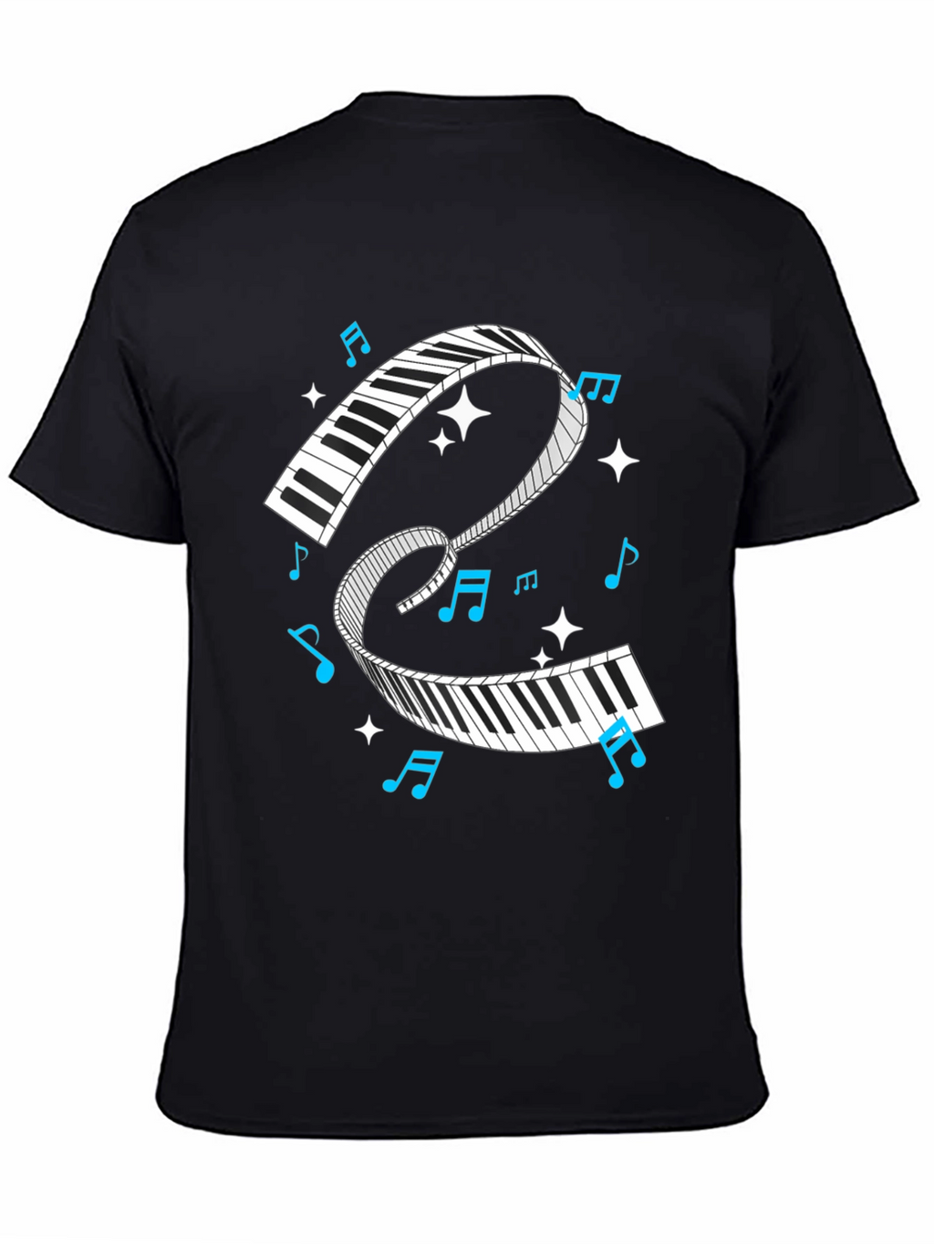 Piano Keys Music Notes Black Graphic T-Shirt