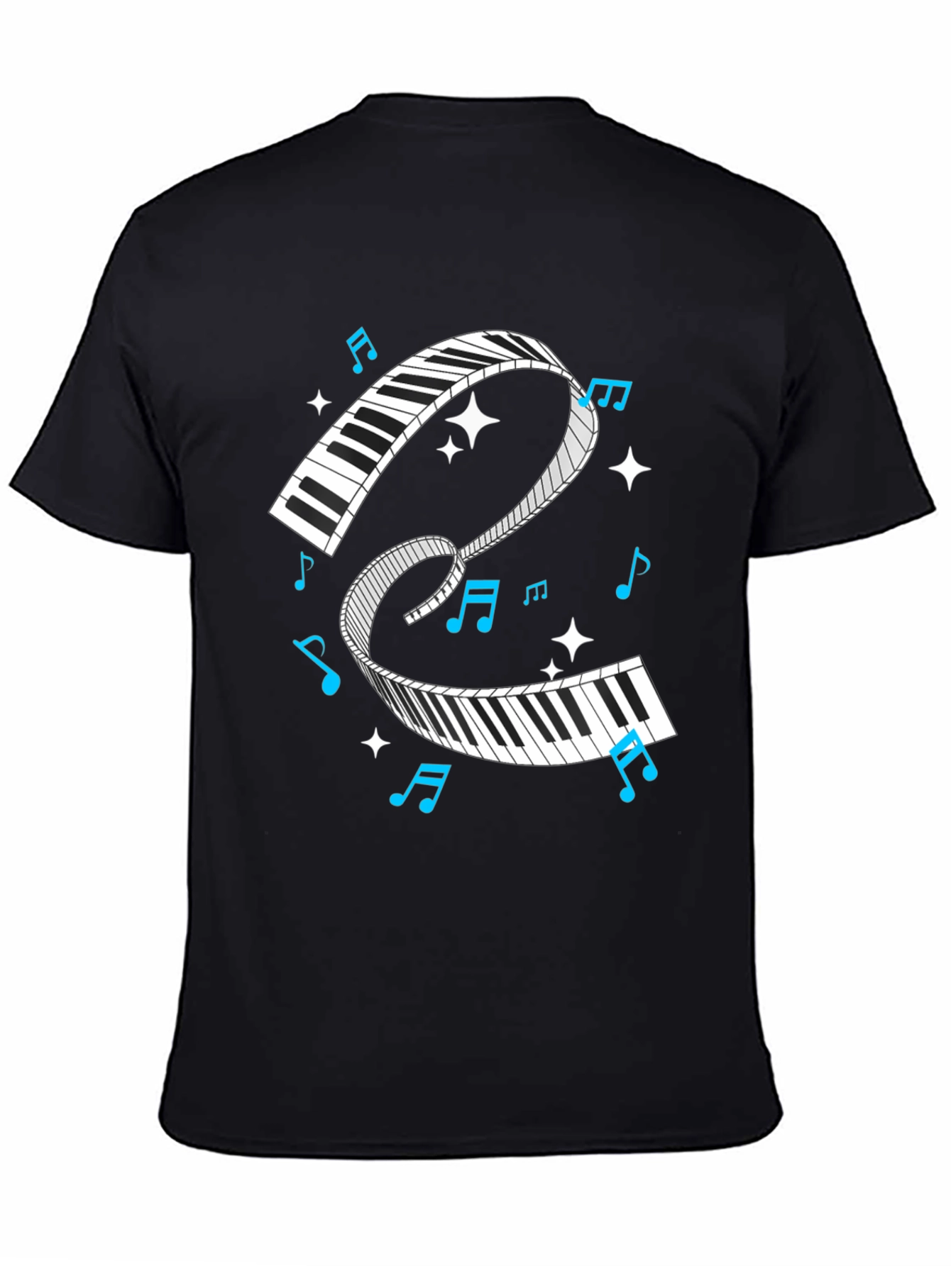Piano Keys Music Notes Black Graphic T-Shirt