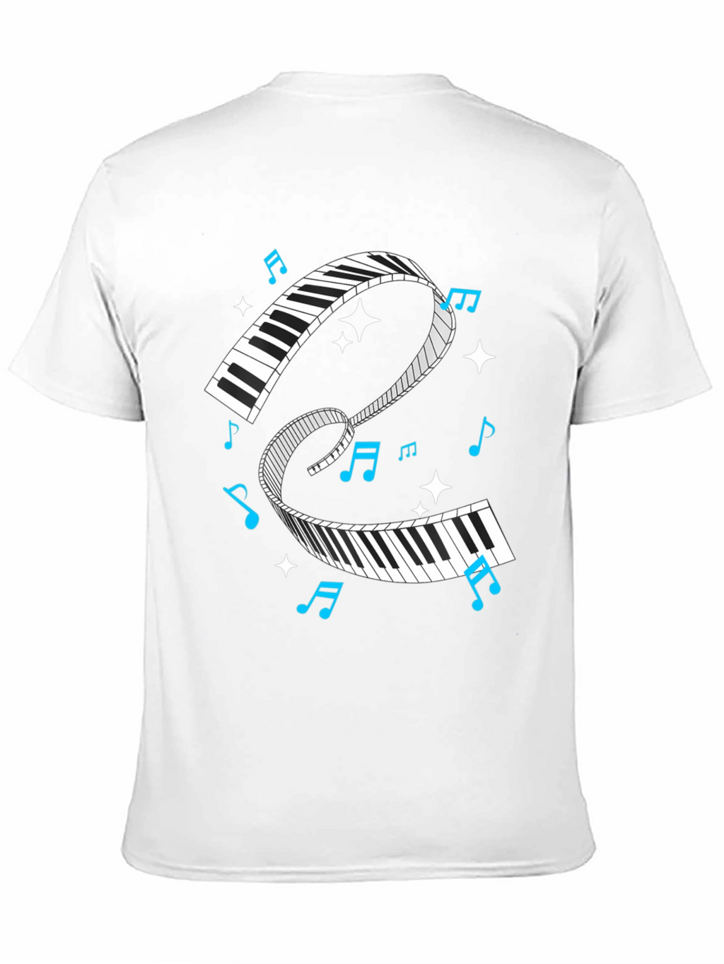 Piano Keys Music Notes Black Graphic T-Shirt
