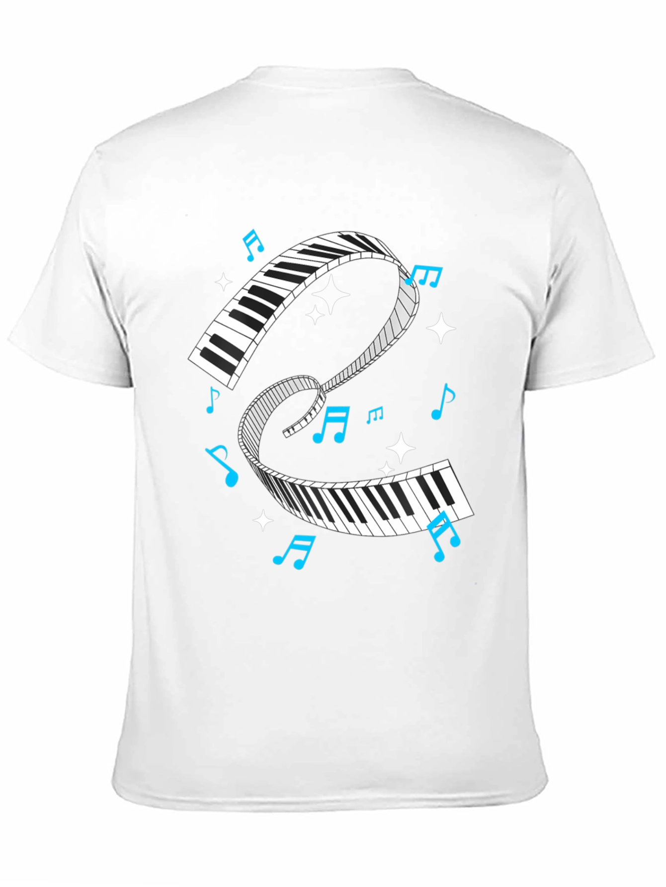 Piano Keys Music Notes Black Graphic T-Shirt