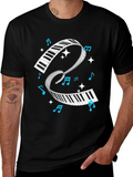 Piano Keys Music Notes Black Graphic T-Shirt