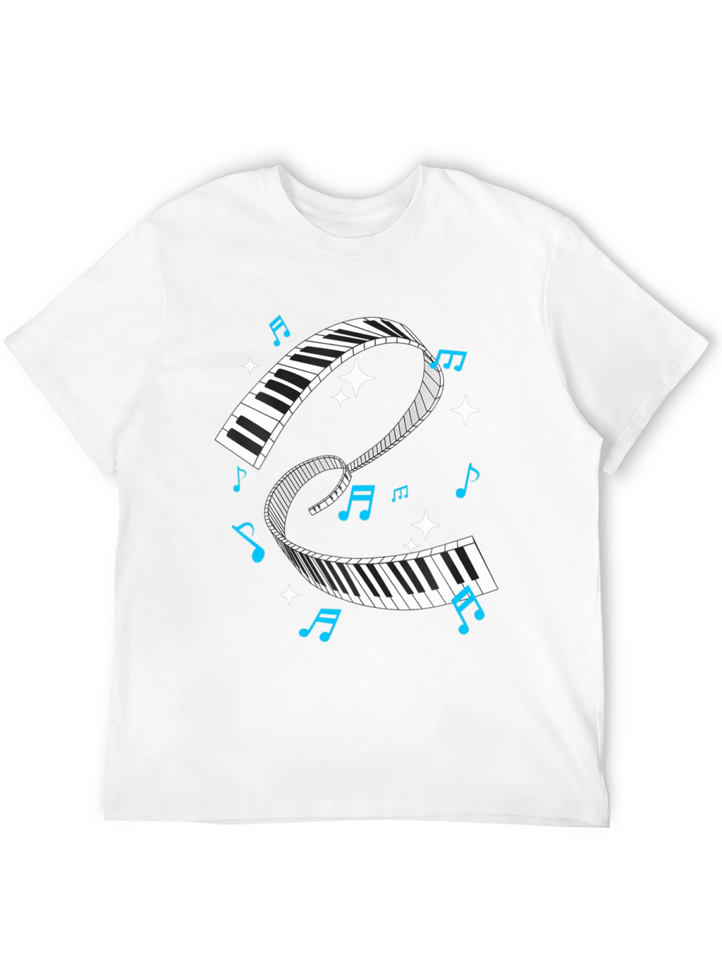 Piano Keys Music Notes Black Graphic T-Shirt