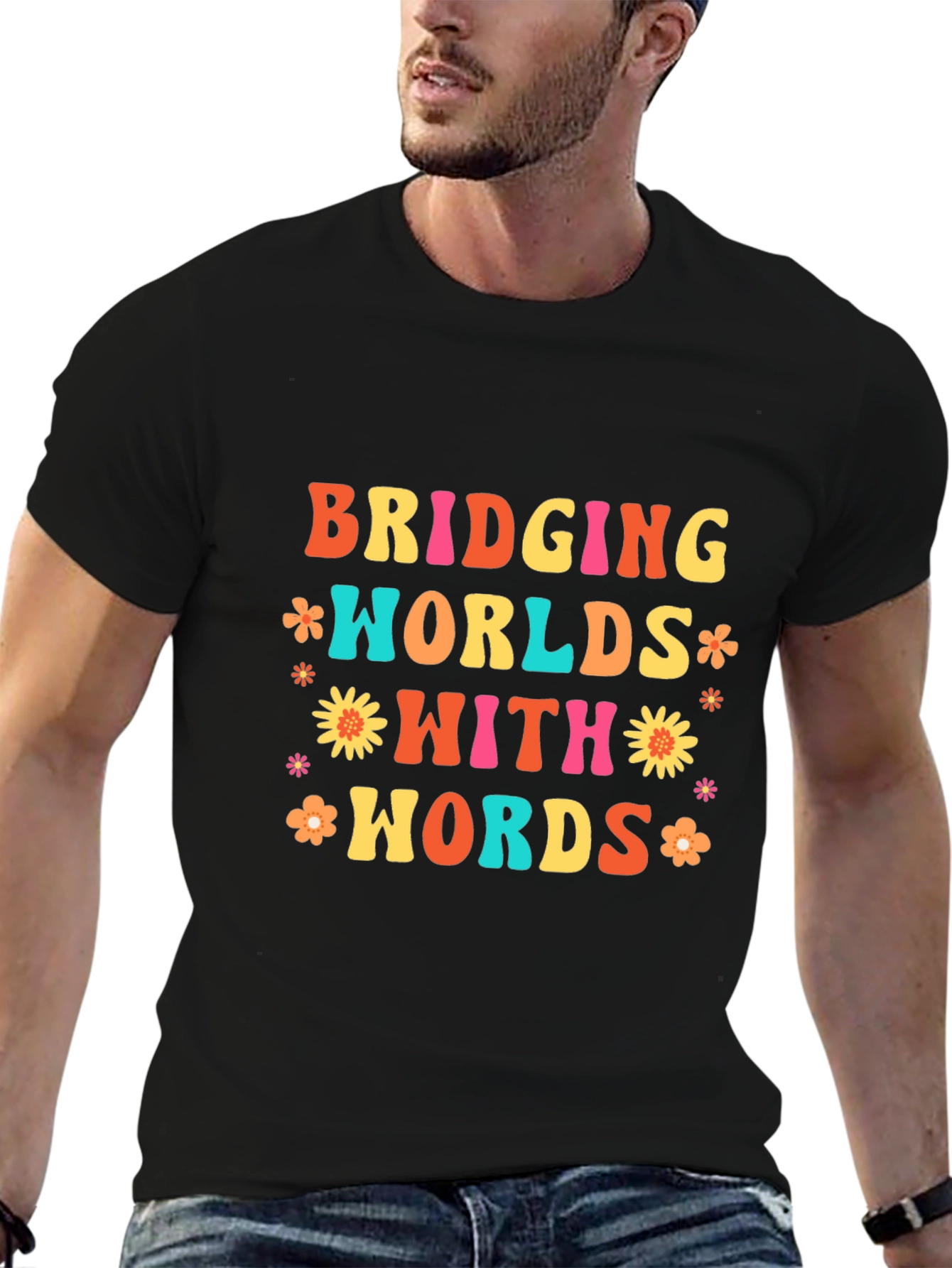 Bridging Worlds With Words Black Graphic T-Shirt