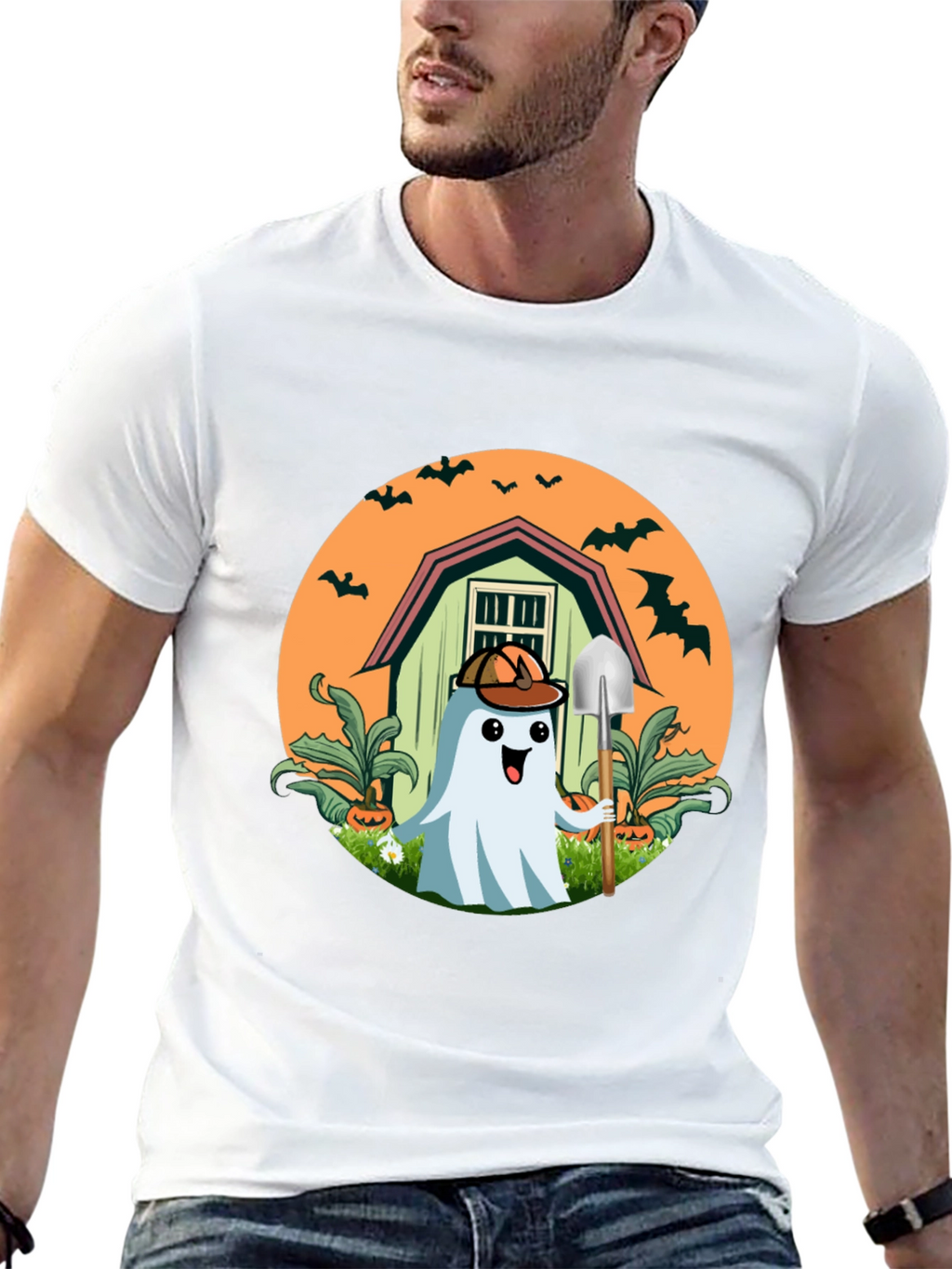 Spooky Ghost Gardener T-Shirt - Halloween Harvest