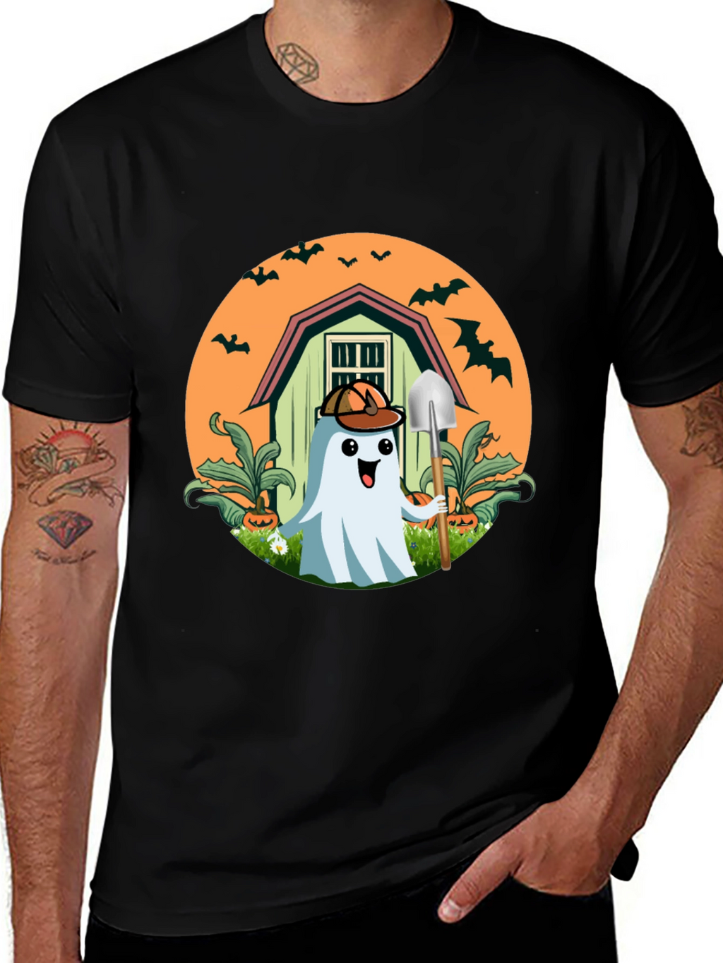 Spooky Ghost Gardener T-Shirt - Halloween Harvest