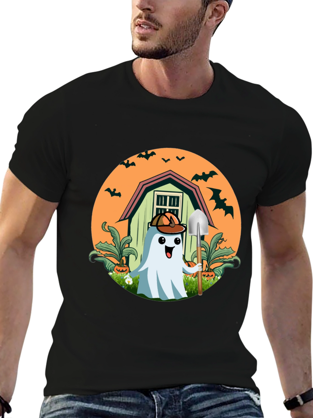 Spooky Ghost Gardener T-Shirt - Halloween Harvest