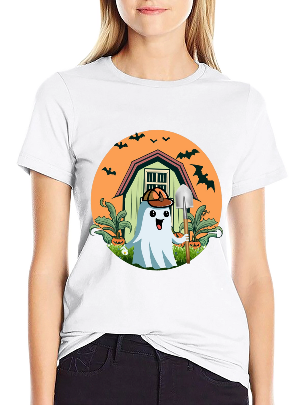Spooky Ghost Gardener T-Shirt - Halloween Harvest
