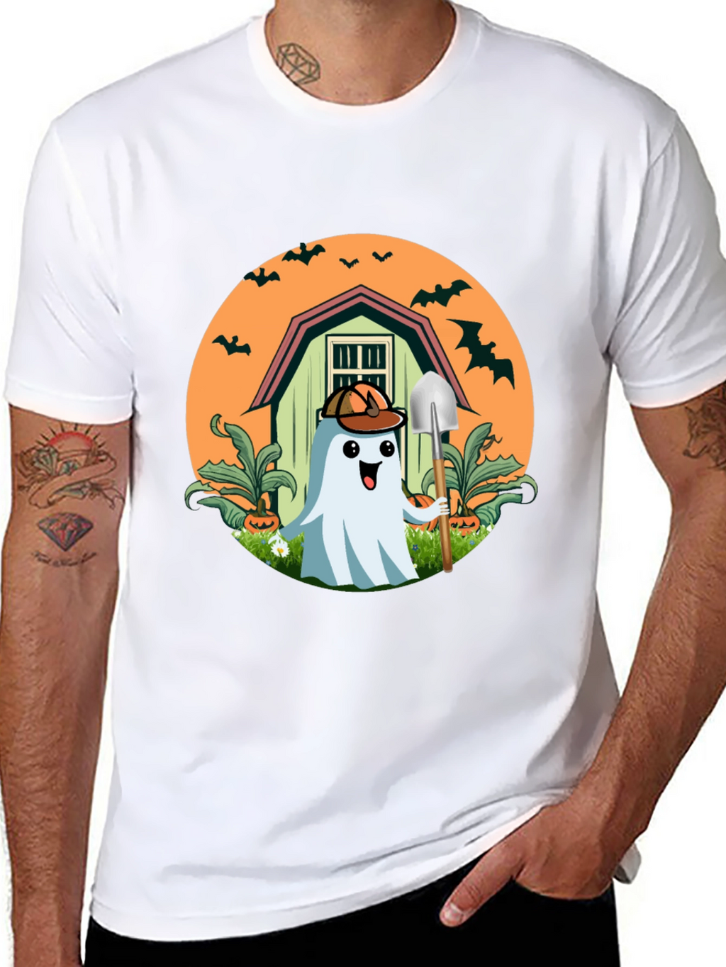 Spooky Ghost Gardener T-Shirt - Halloween Harvest