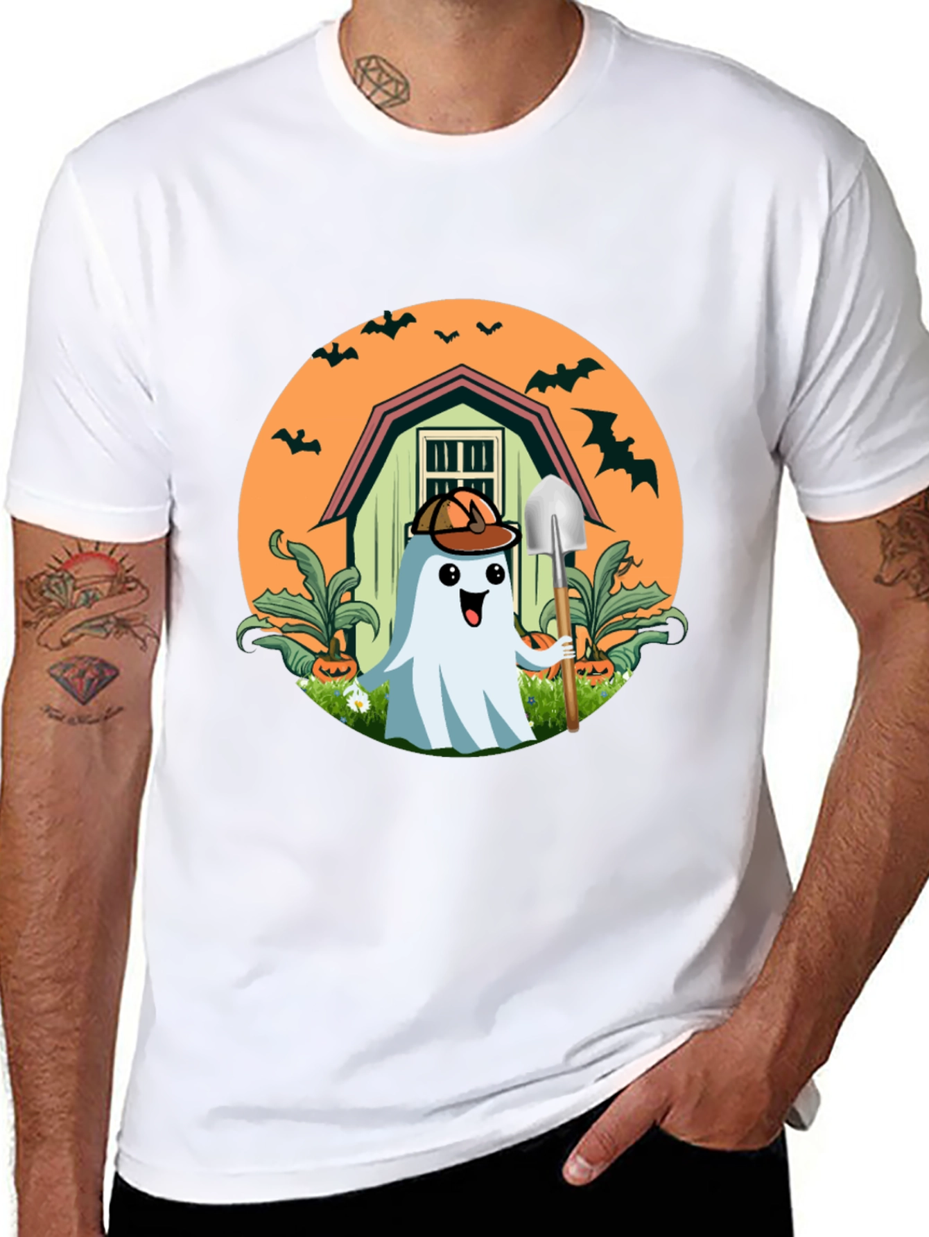 Spooky Ghost Gardener T-Shirt - Halloween Harvest