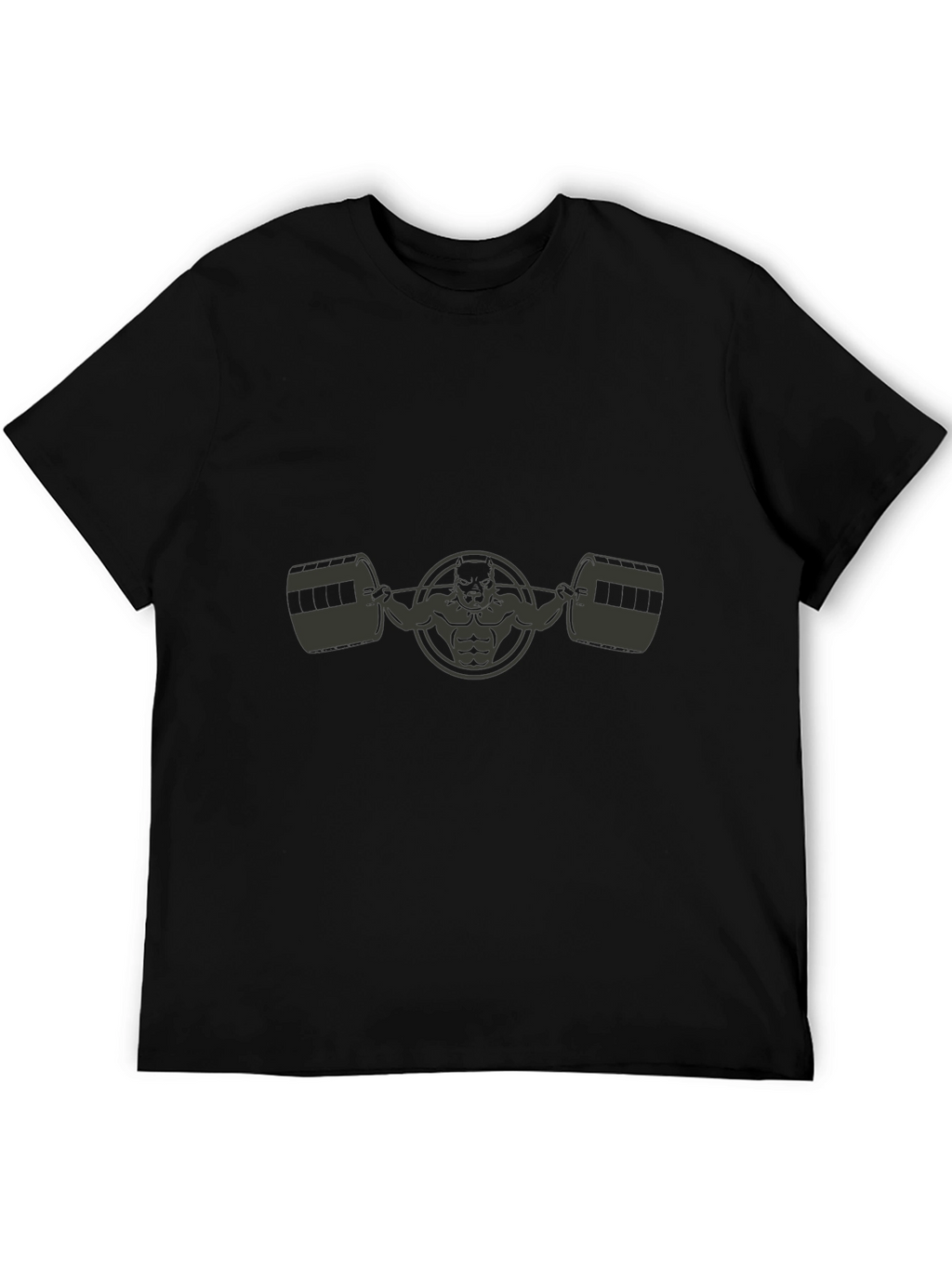 Mens Black Graphic T-Shirt - Weightlifting Bull Design
