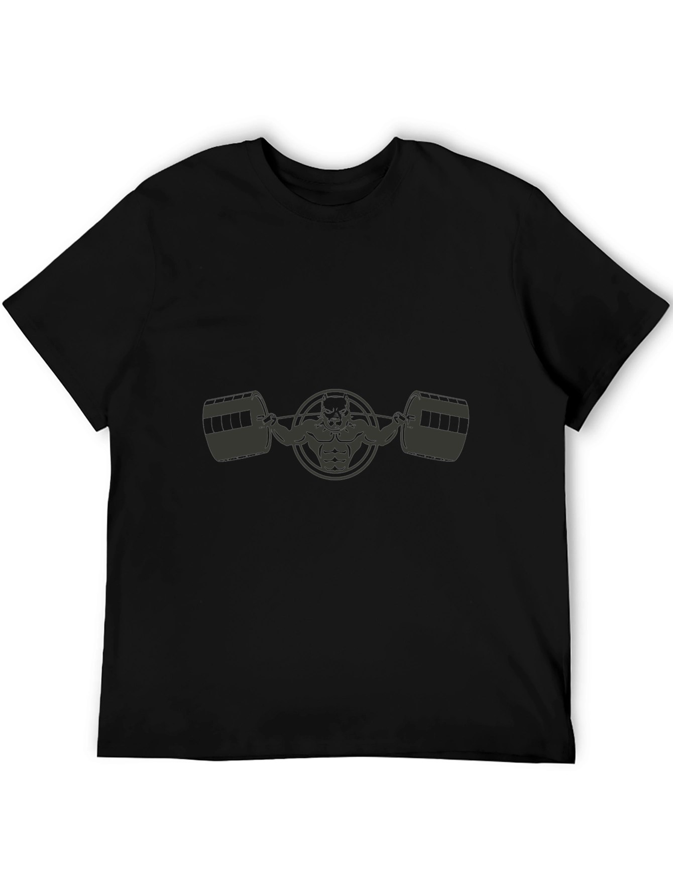 Mens Black Graphic T-Shirt - Weightlifting Bull Design