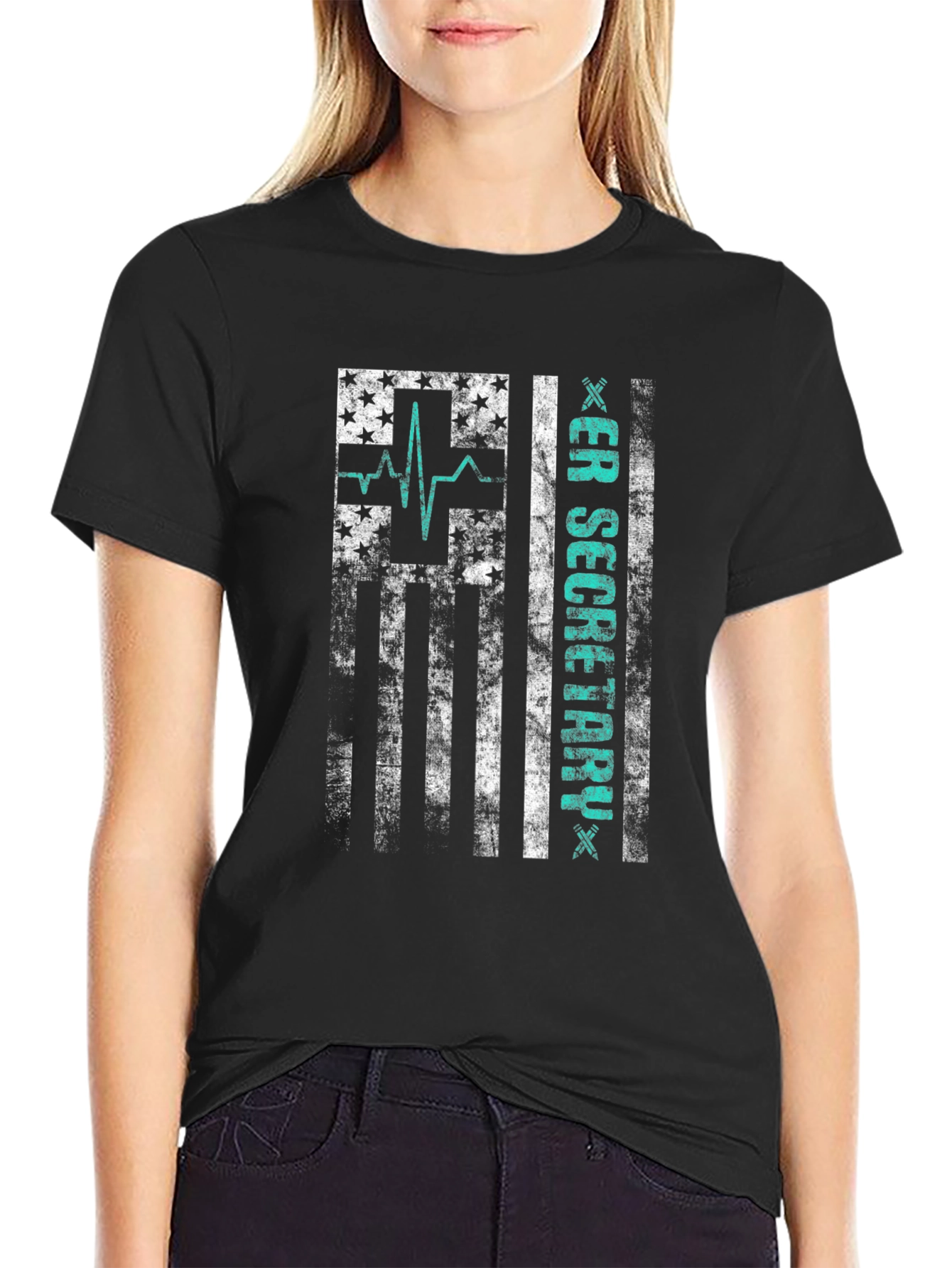 ER Secretary American Flag Graphic T-Shirt