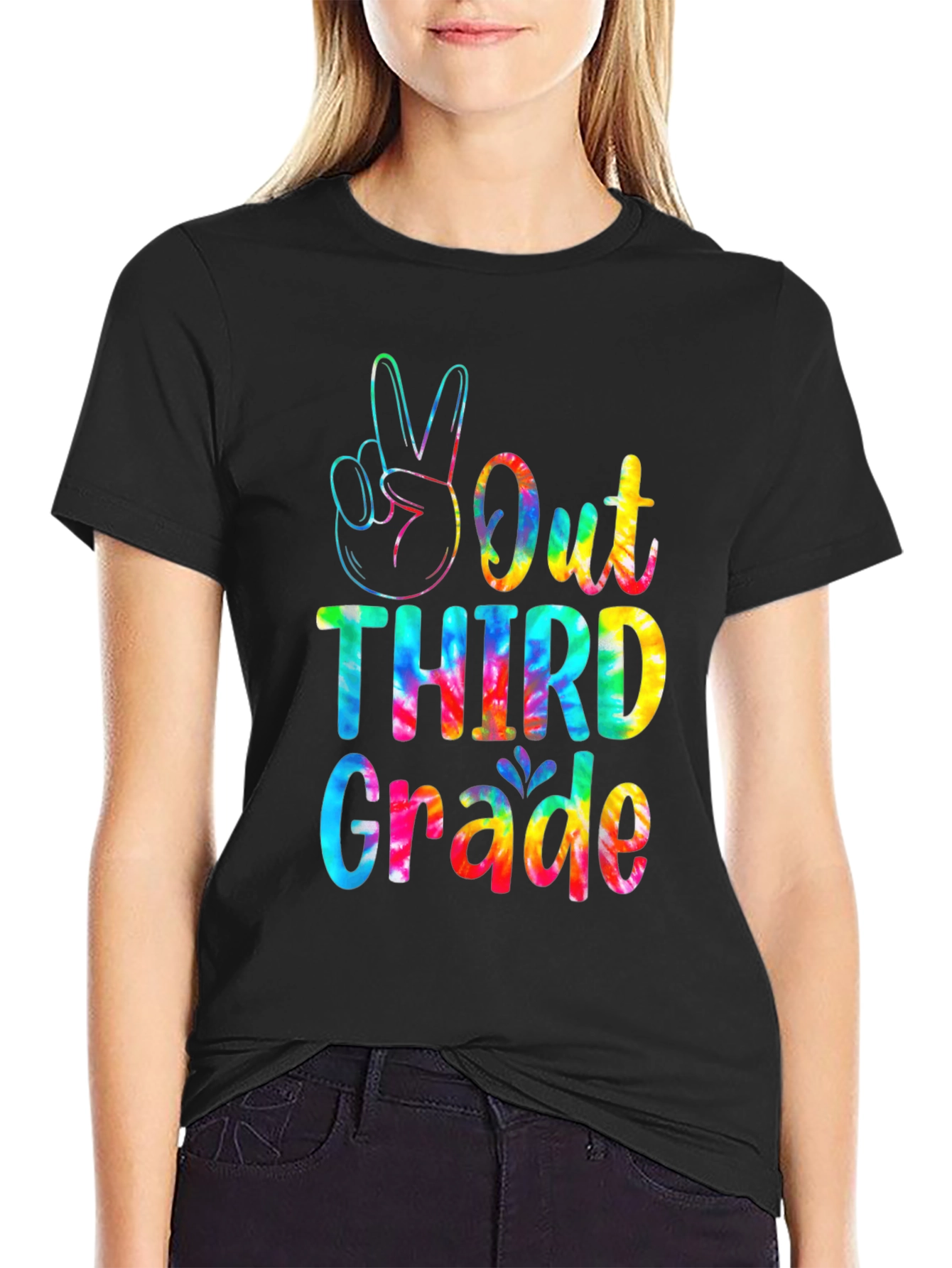 Peace Out Third Grade T-Shirt - Tie Dye