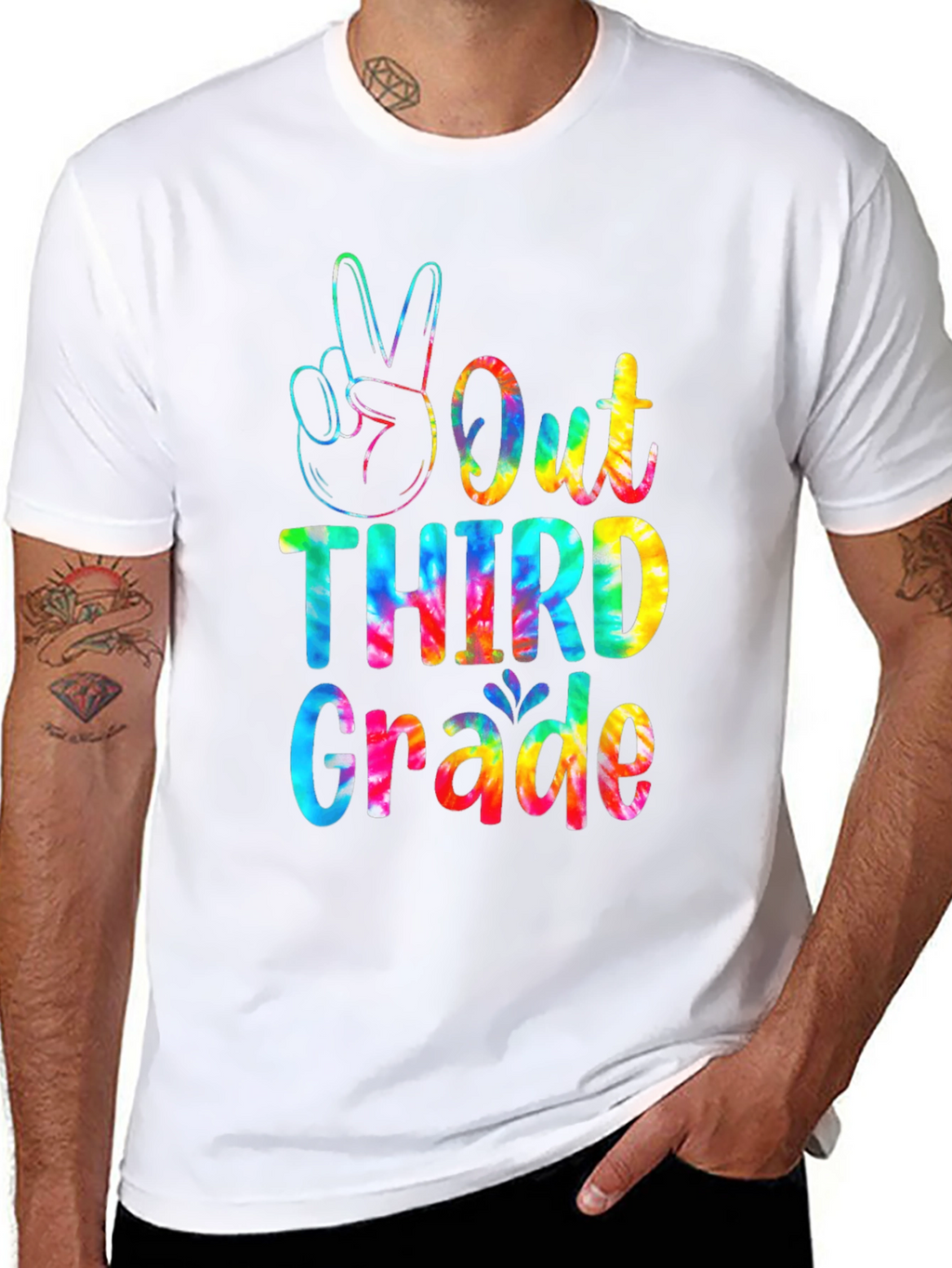 Peace Out Third Grade T-Shirt - Tie Dye
