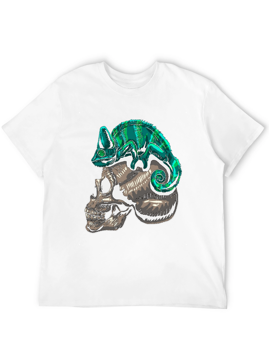 Skull & Chameleon Graphic Print Tee