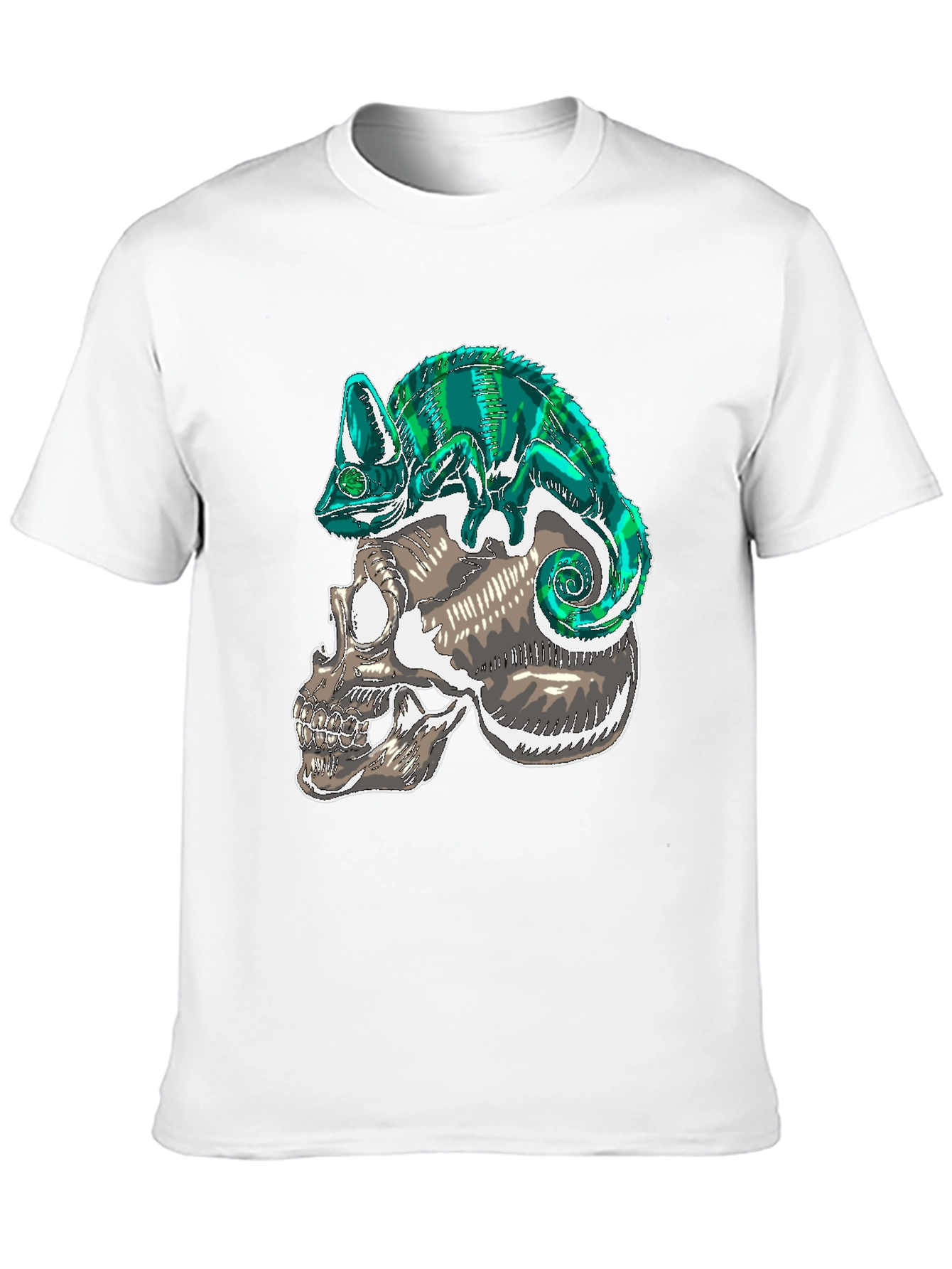 Skull & Chameleon Graphic Print Tee