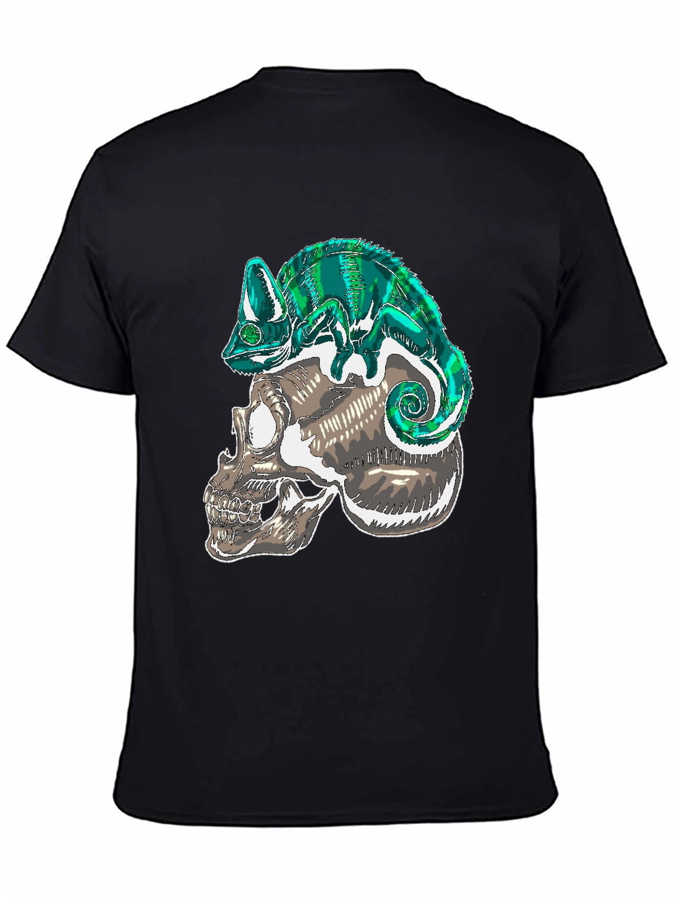 Skull & Chameleon Graphic Print Tee
