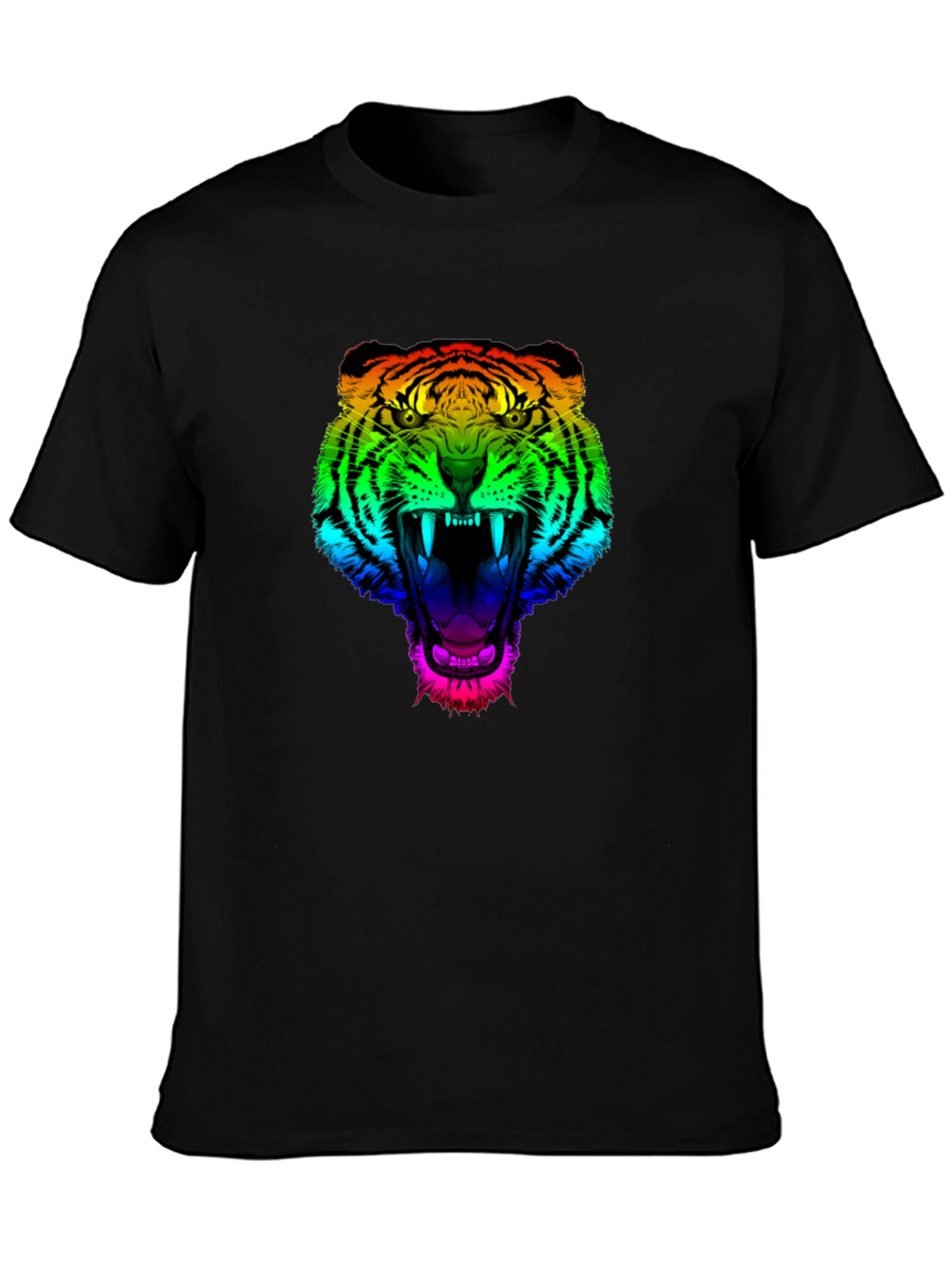 Rainbow Tiger Graphic Tee - Mens Black T-Shirt