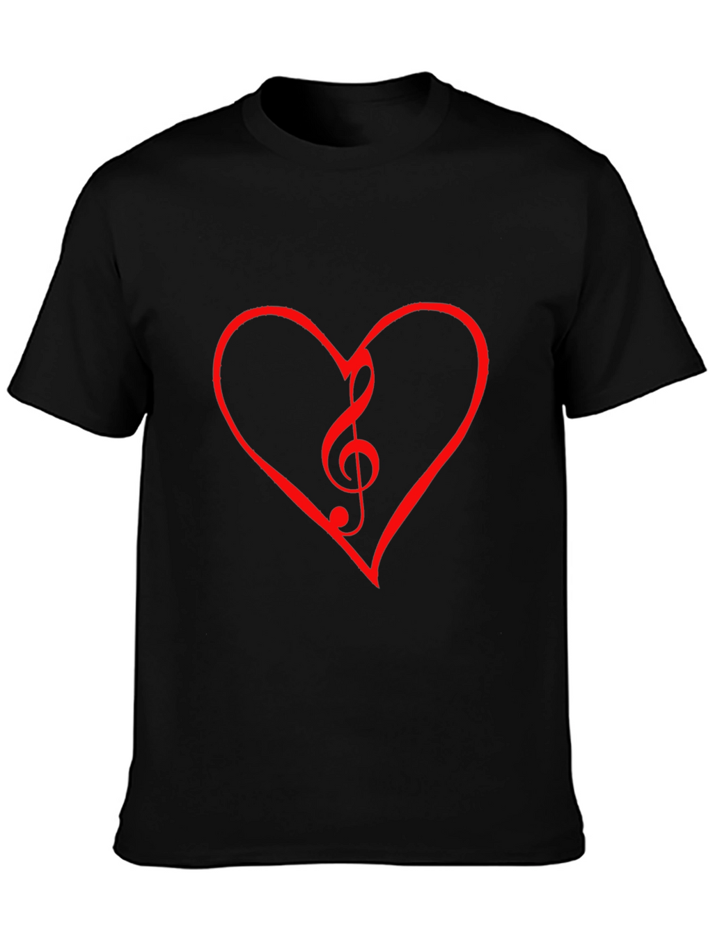 Heart Treble Clef Graphic Tee - Black