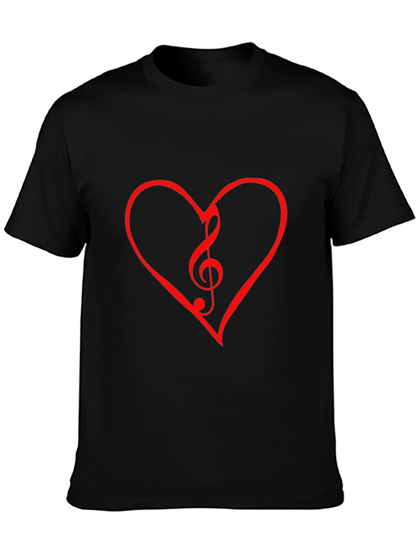 Heart Treble Clef Graphic Tee - Black