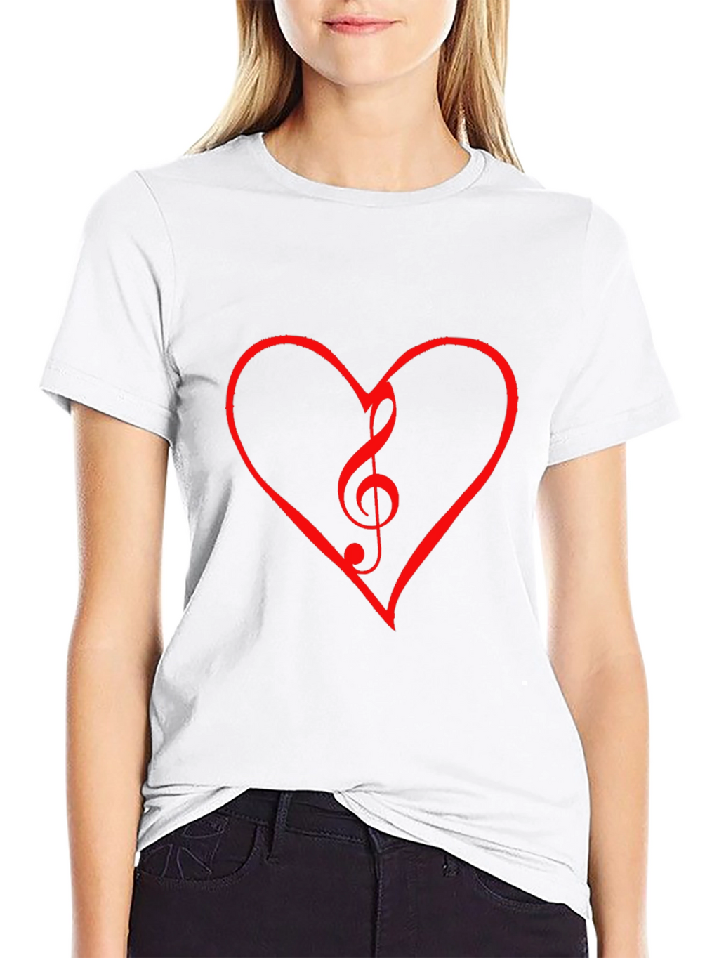 Heart Treble Clef Graphic Tee - Black