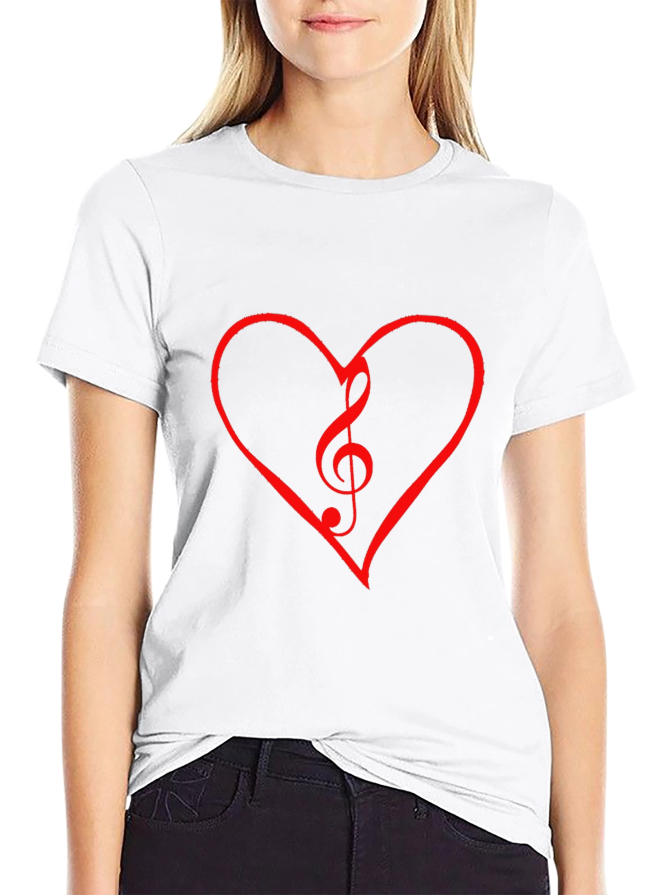 Heart Treble Clef Graphic Tee - Black