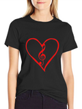 Heart Treble Clef Graphic Tee - Black
