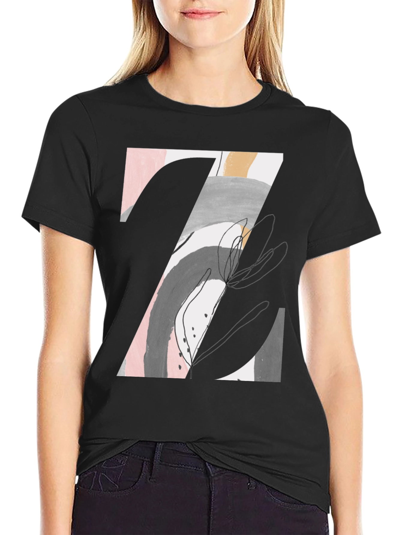 Abstract Art Graphic Tee - Mens Black T-Shirt