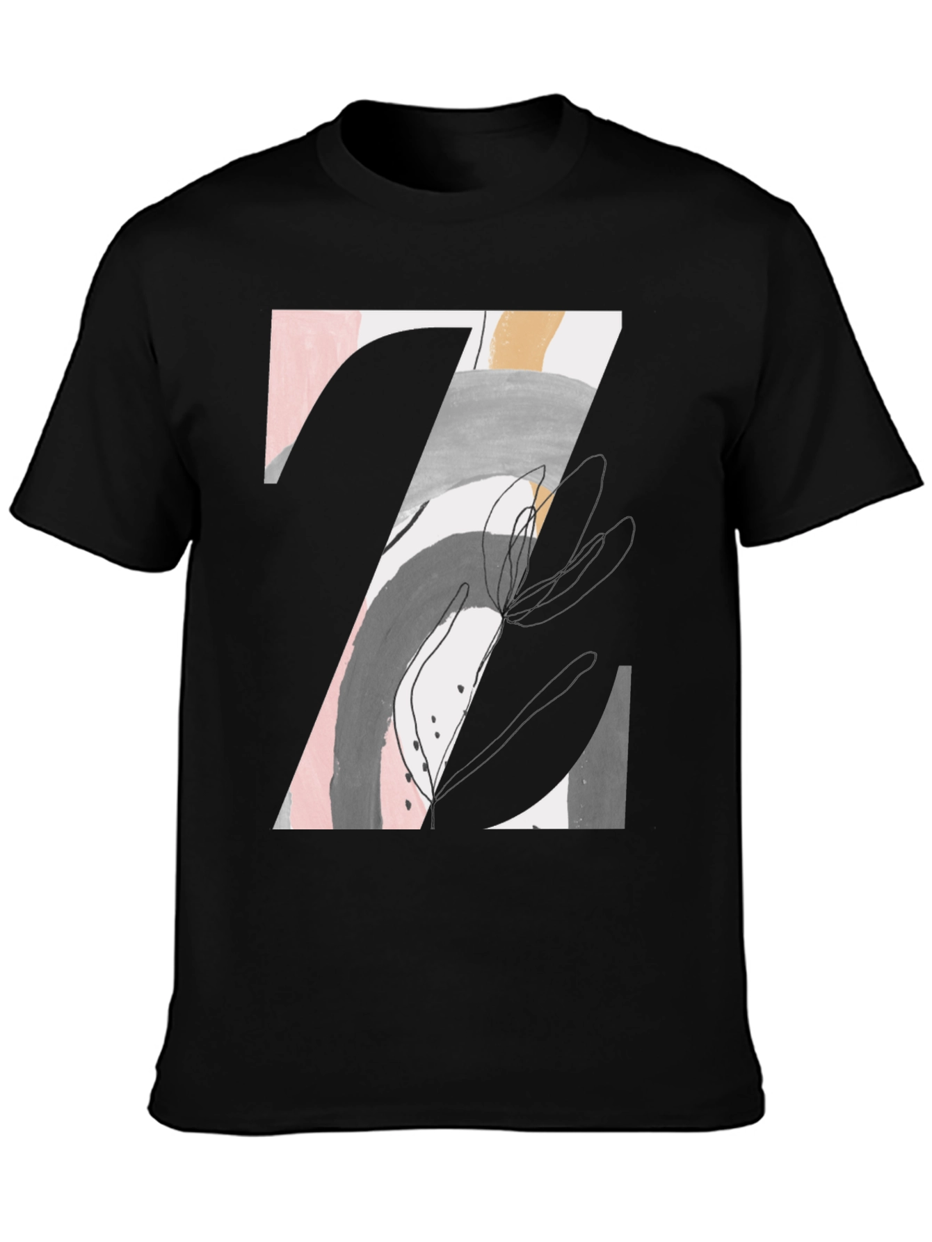 Abstract Art Graphic Tee - Mens Black T-Shirt