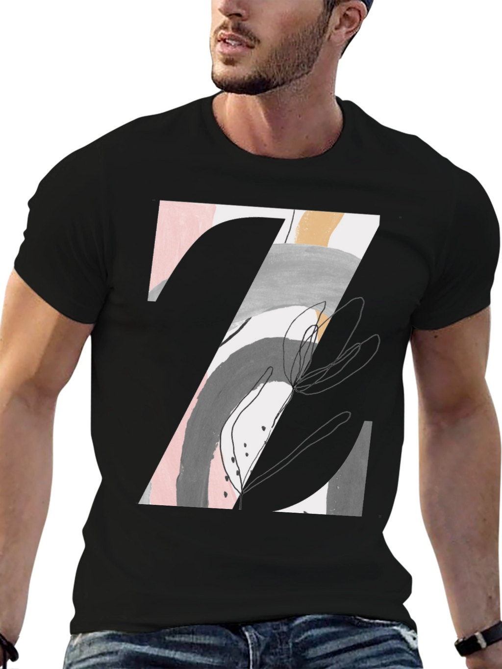 Abstract Art Graphic Tee - Mens Black T-Shirt