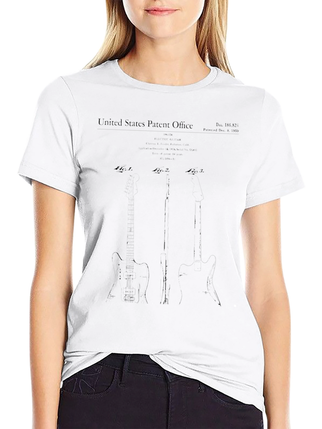 Guitar Patent Print Black T-Shirt