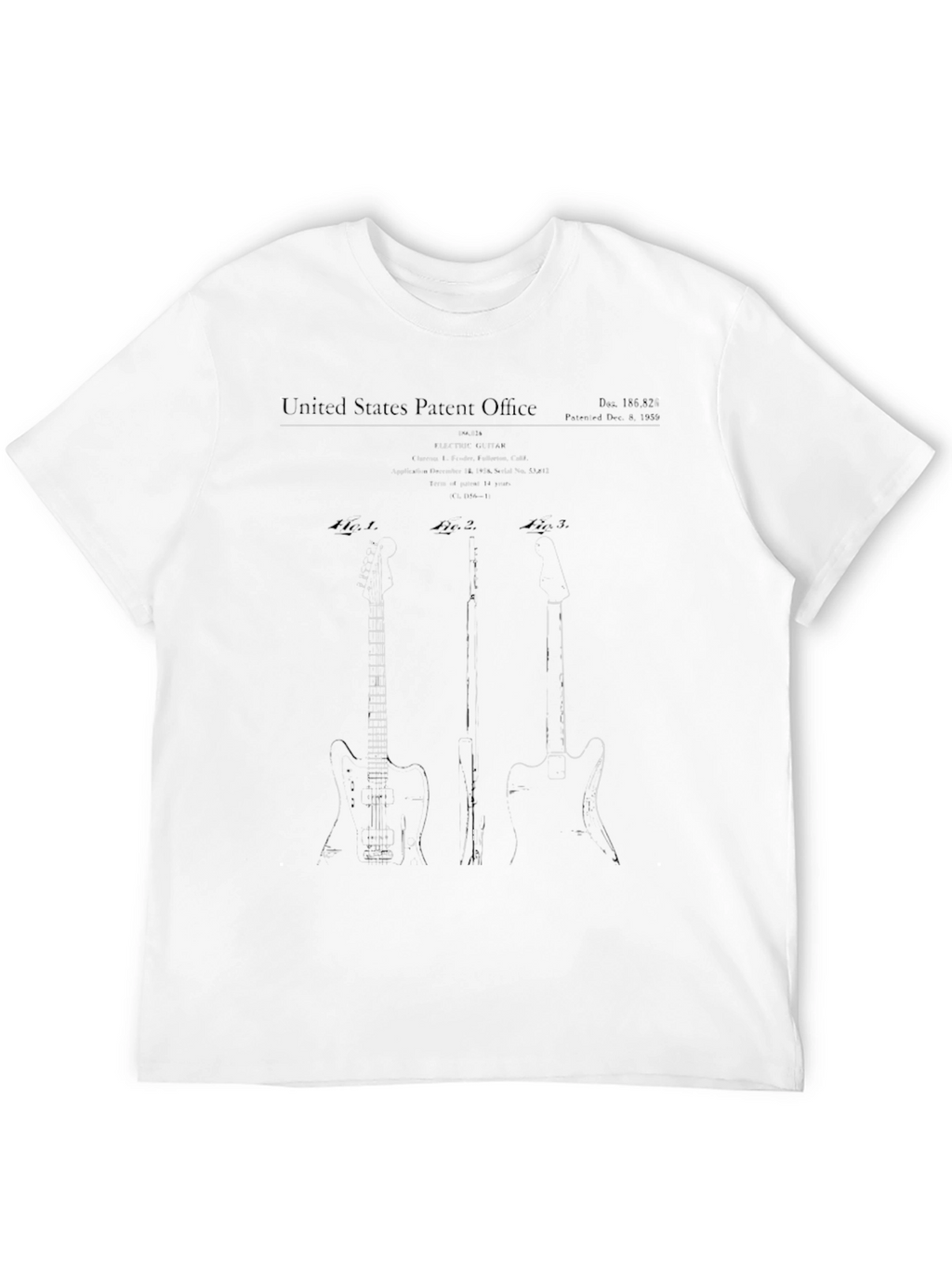 Guitar Patent Print Black T-Shirt
