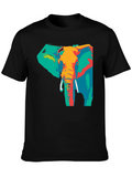 Abstract Elephant Print T-Shirt - Artistic Style