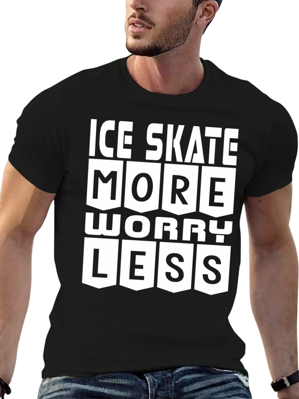 Ice Skate More Worry Less Graphic T-Shirt