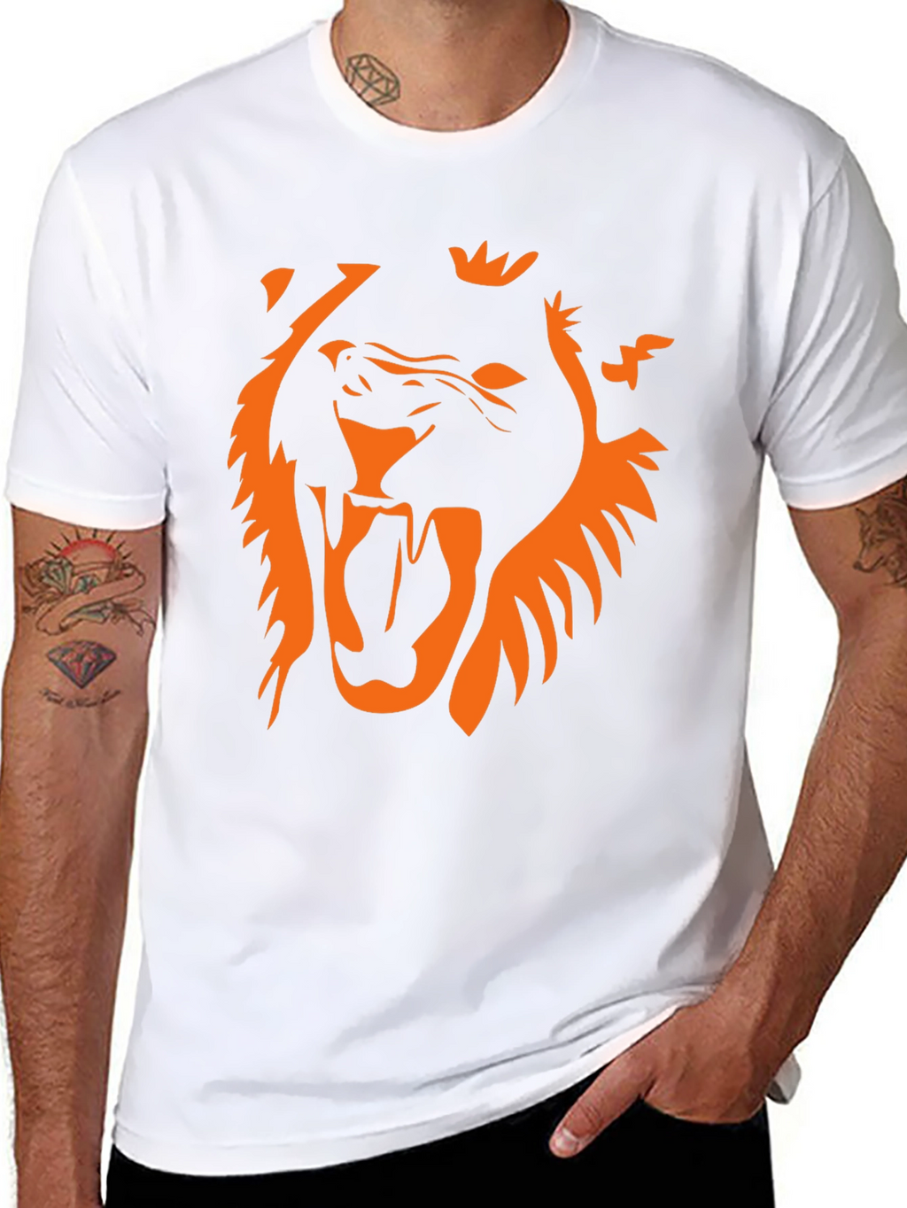 Bold Lion Graphic Tee - Black Cotton T-Shirt