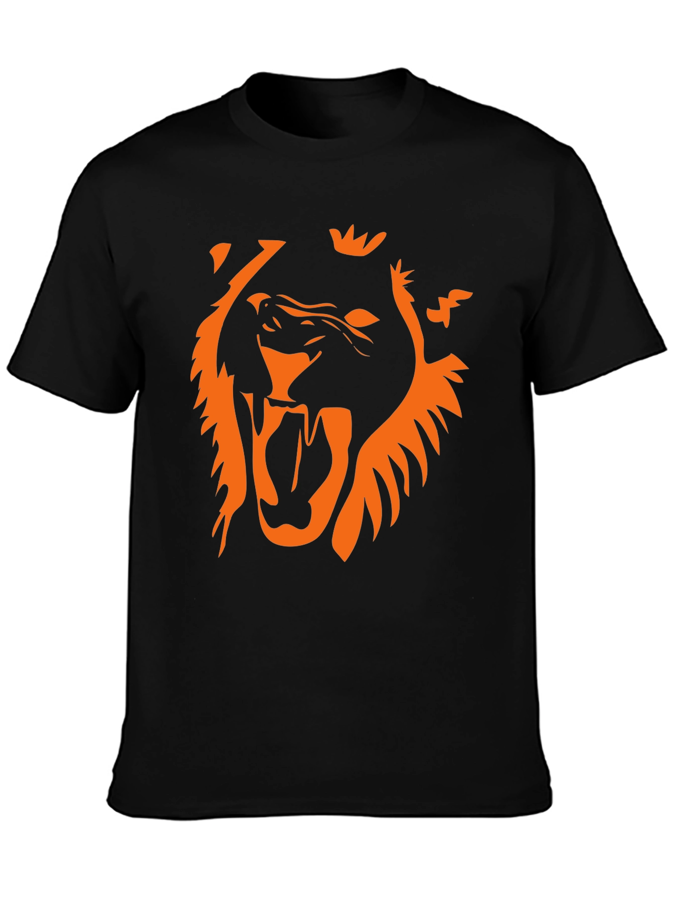 Bold Lion Graphic Tee - Black Cotton T-Shirt